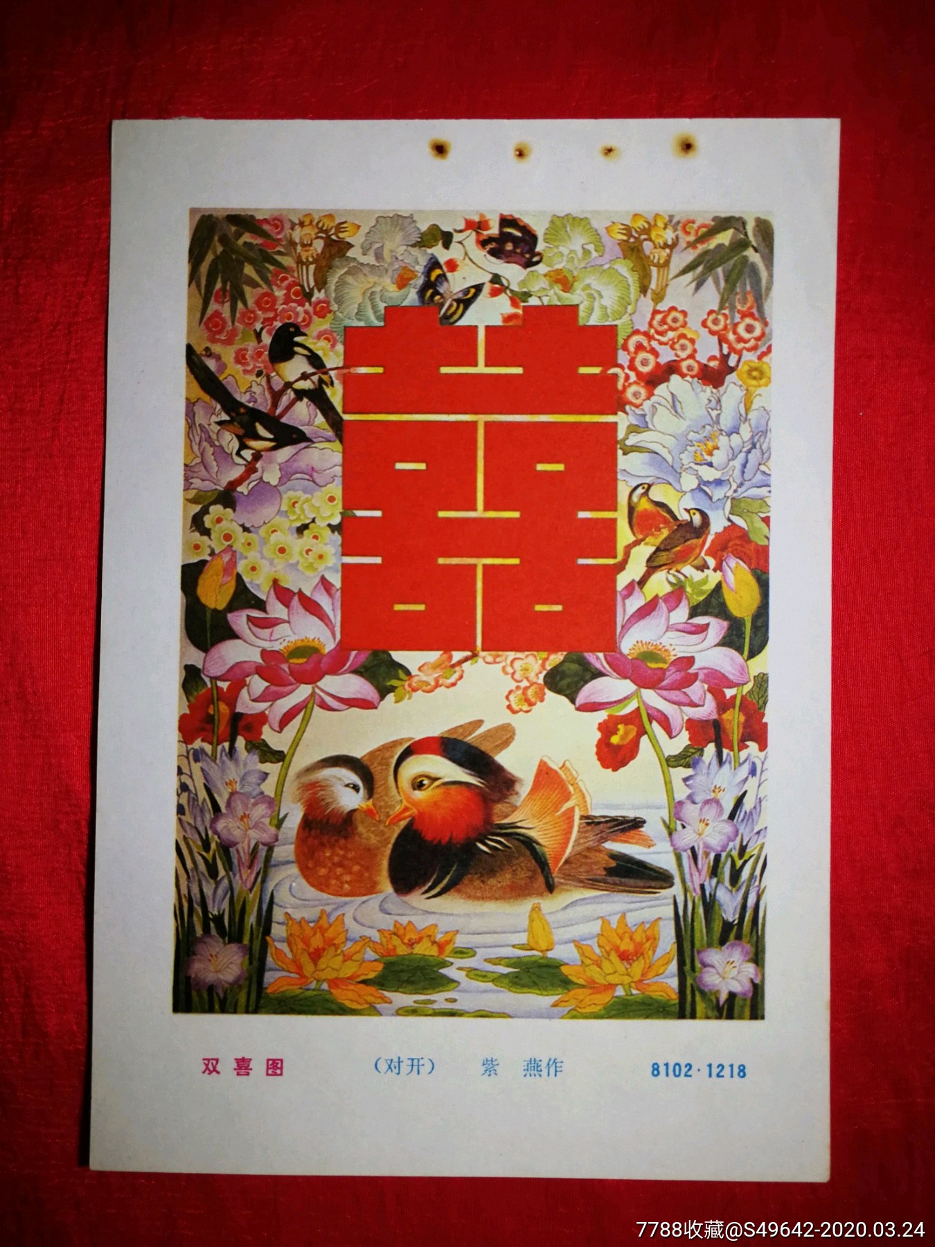 怀旧收藏老年画双喜图紫燕作1983年人美版34开