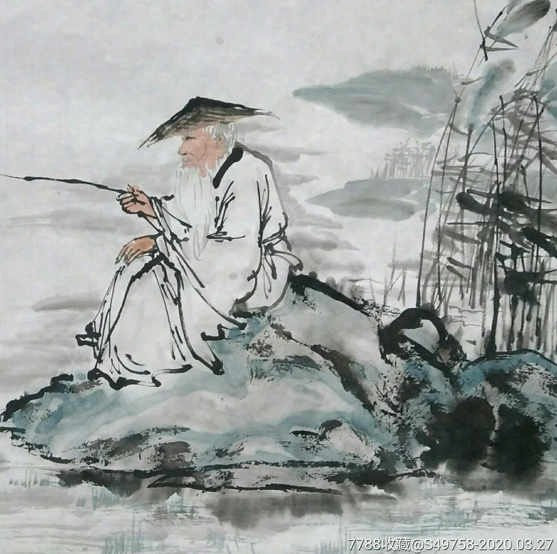 姜太公钓鱼~当代画家作品