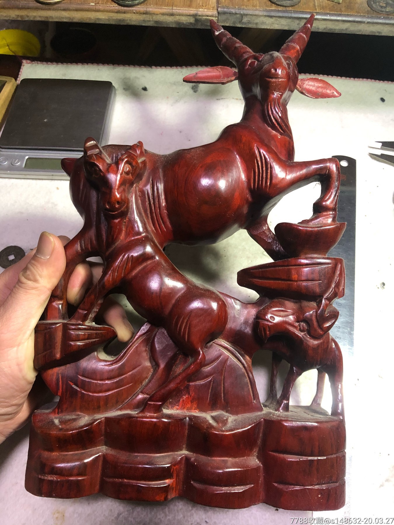 三羊开泰木雕摆件