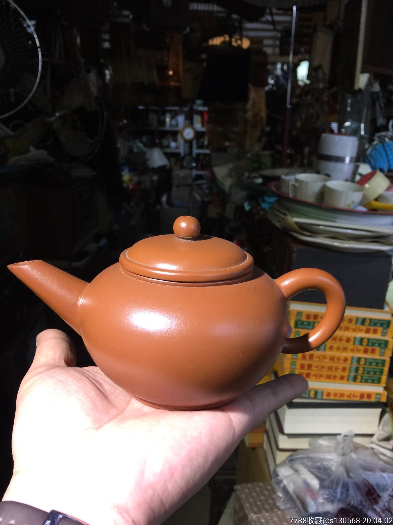 文革粉浆大号水平紫砂壶