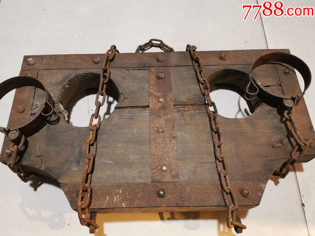 夹板手铐,古刑具夹板,重约10斤,详细可见细图