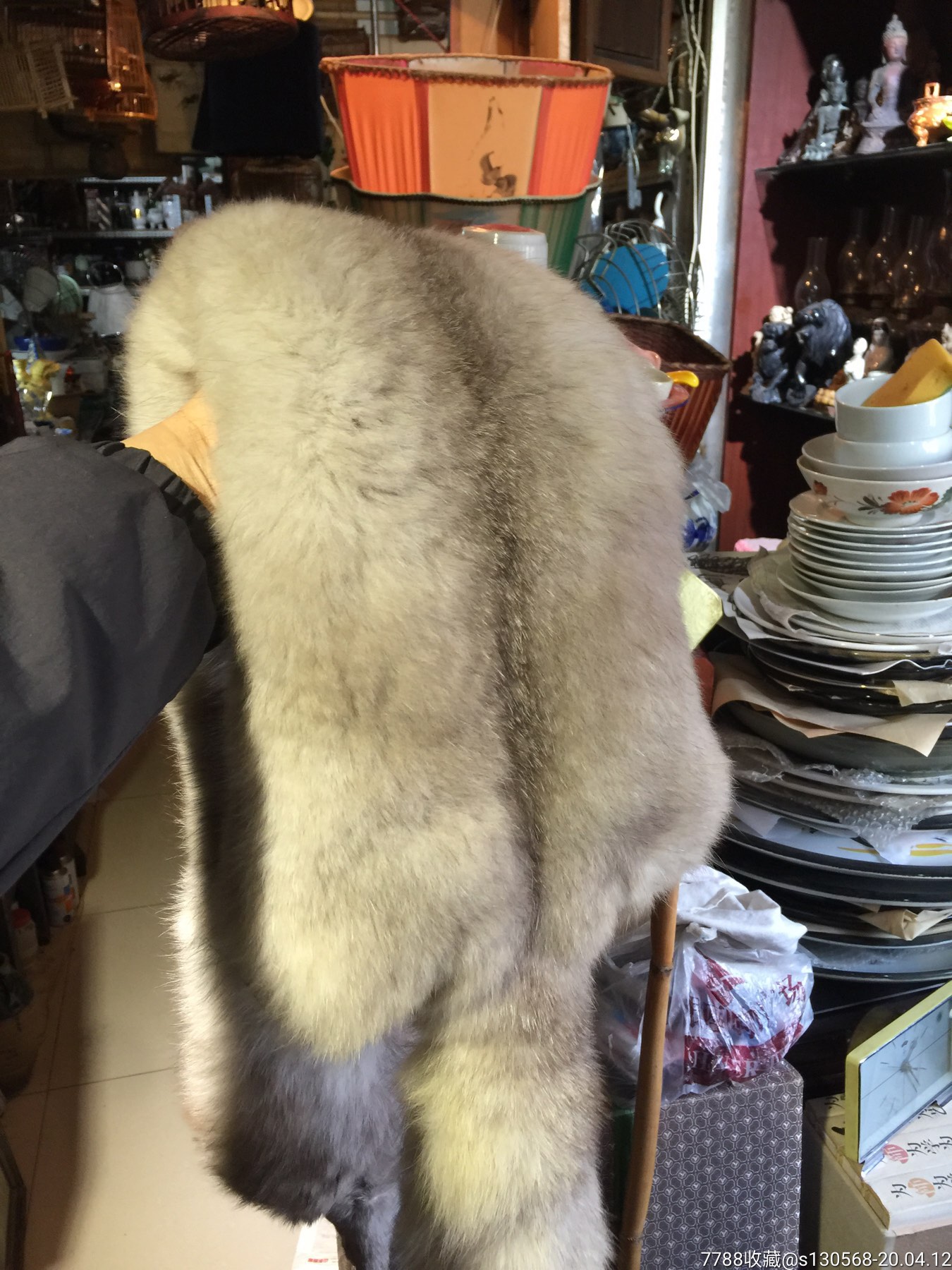 八十年代整条银狐皮大围脖