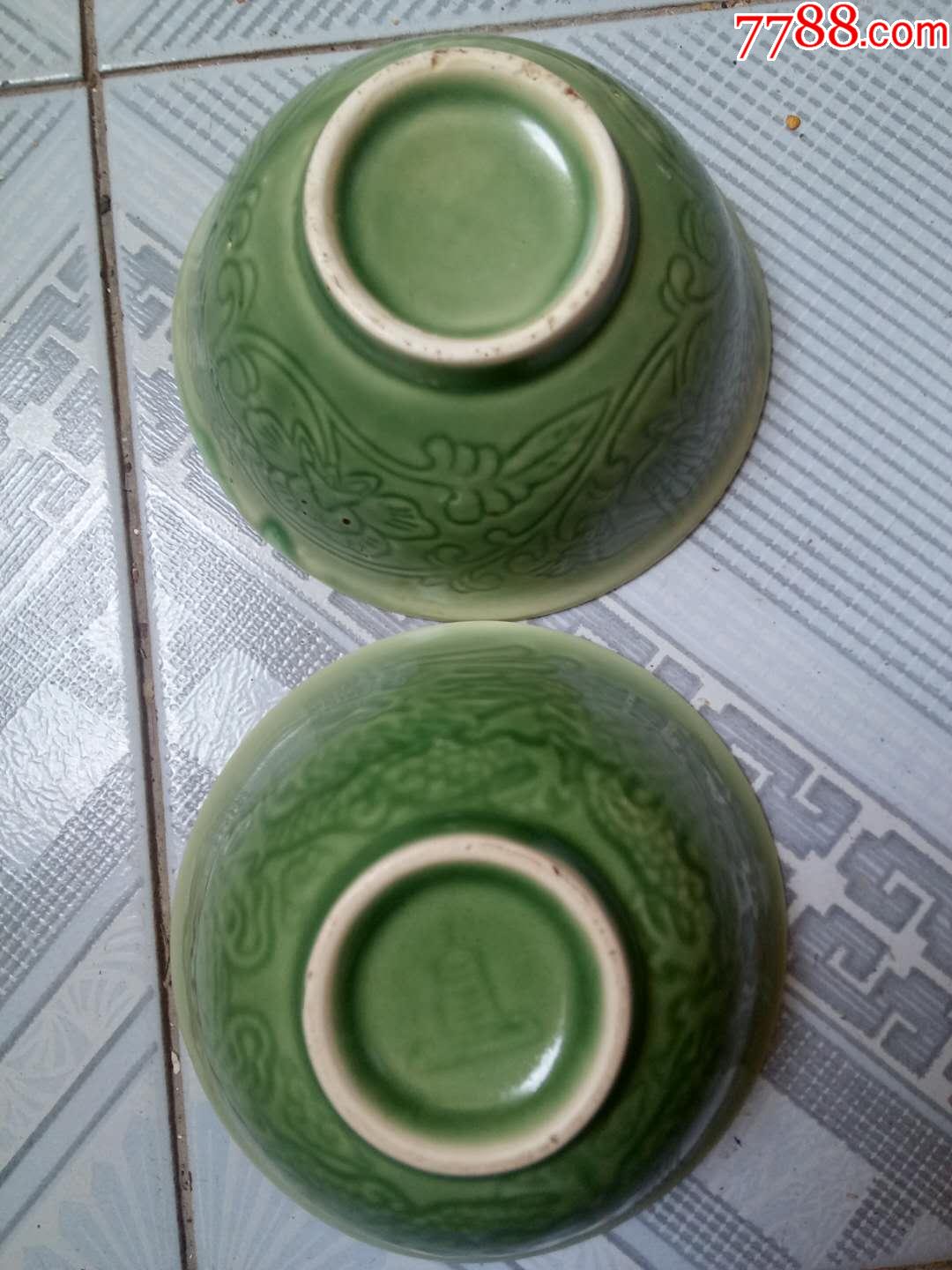 民国龙泉窑老饭碗一对