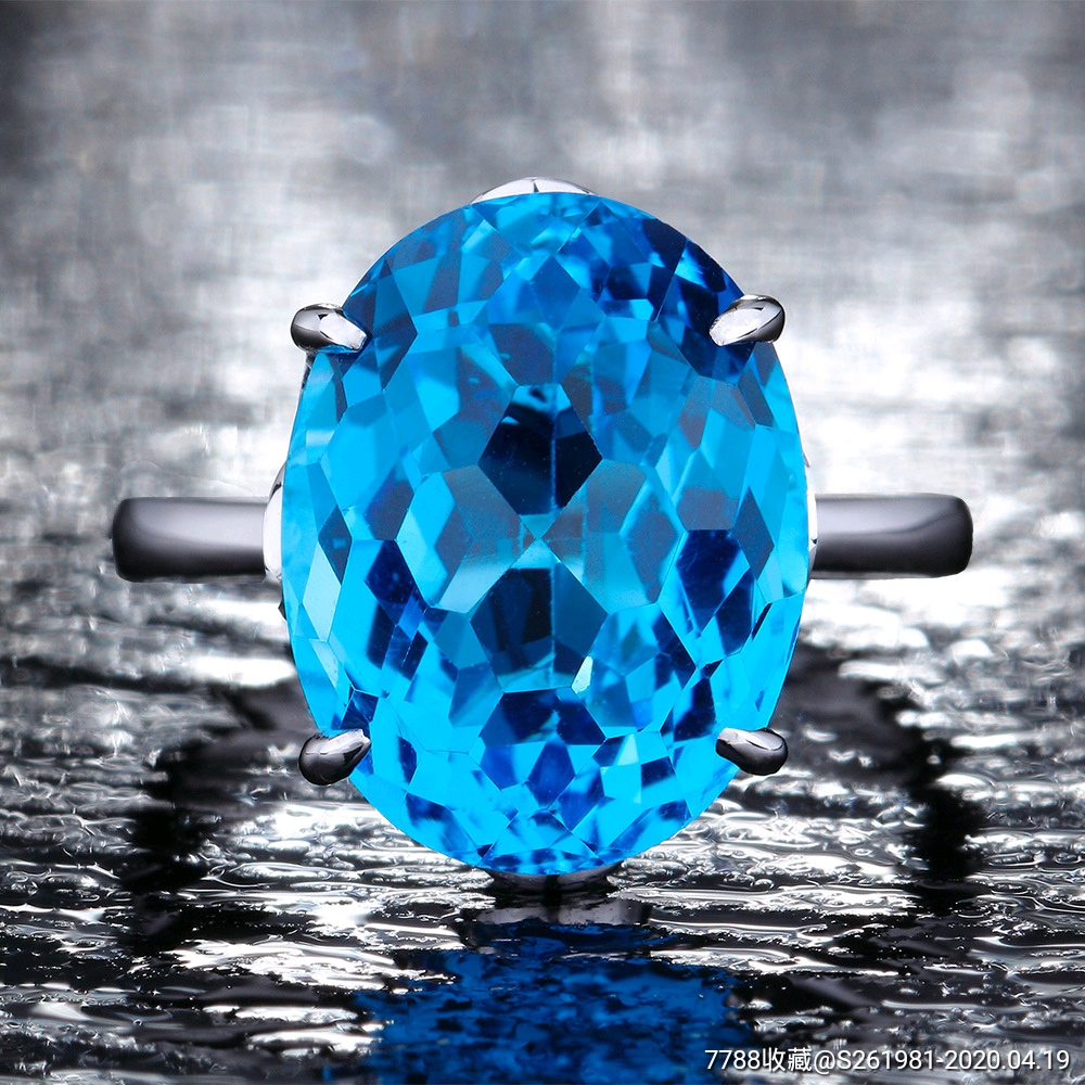 托帕蓝宝石戒指大气蓝宝石钻戒时尚鸽子女式指环