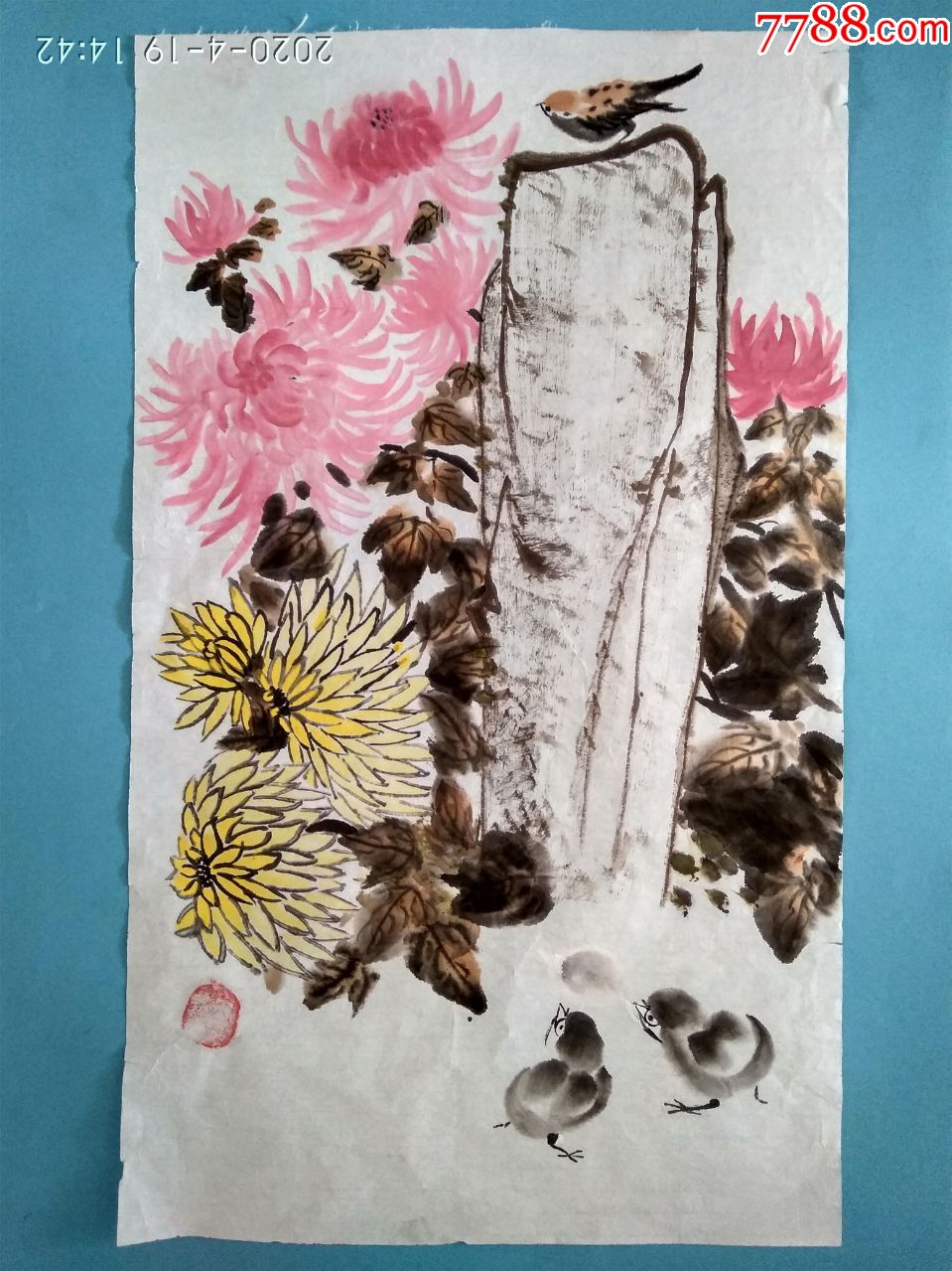 写意花鸟花卉菊花国画竖幅