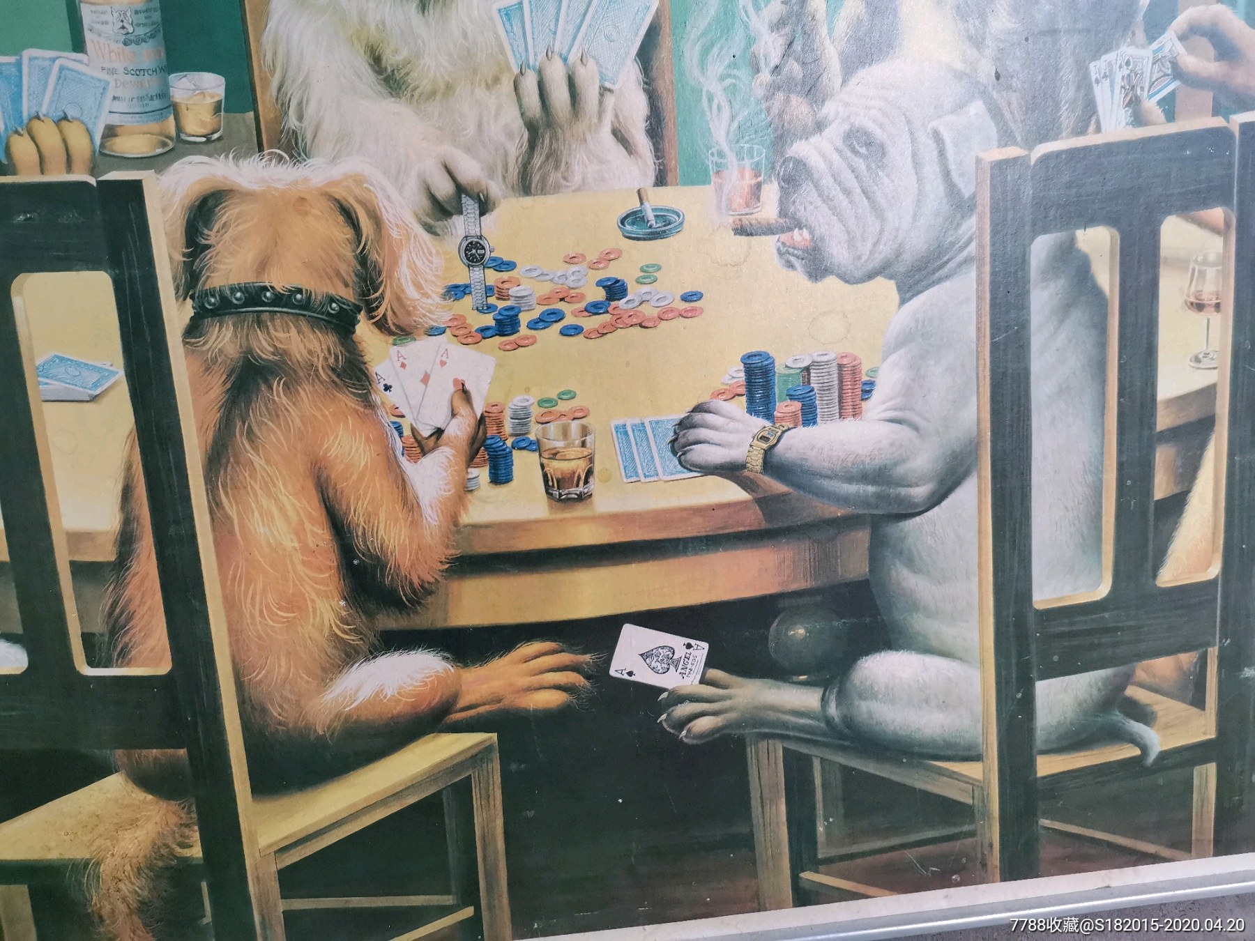 七只狗打扑克2只狗搞鬼画一幅