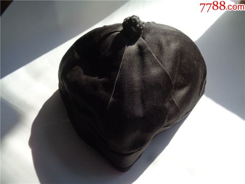 民国时期带商号款的黑丝绸瓜皮帽