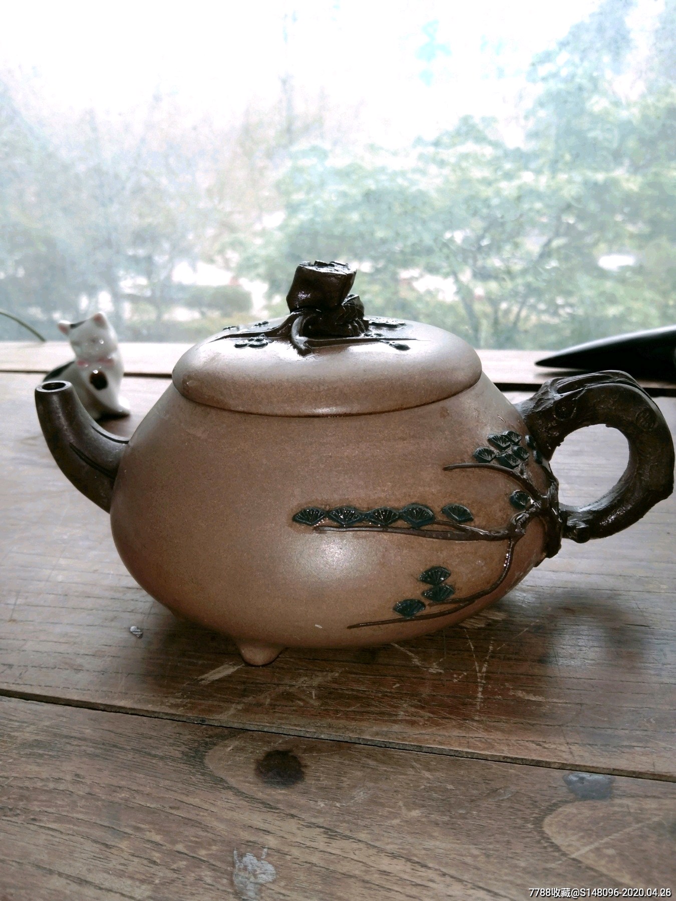 国家级高级工艺大师周荣金,段泥松竹梅迎宾壶紫砂壶