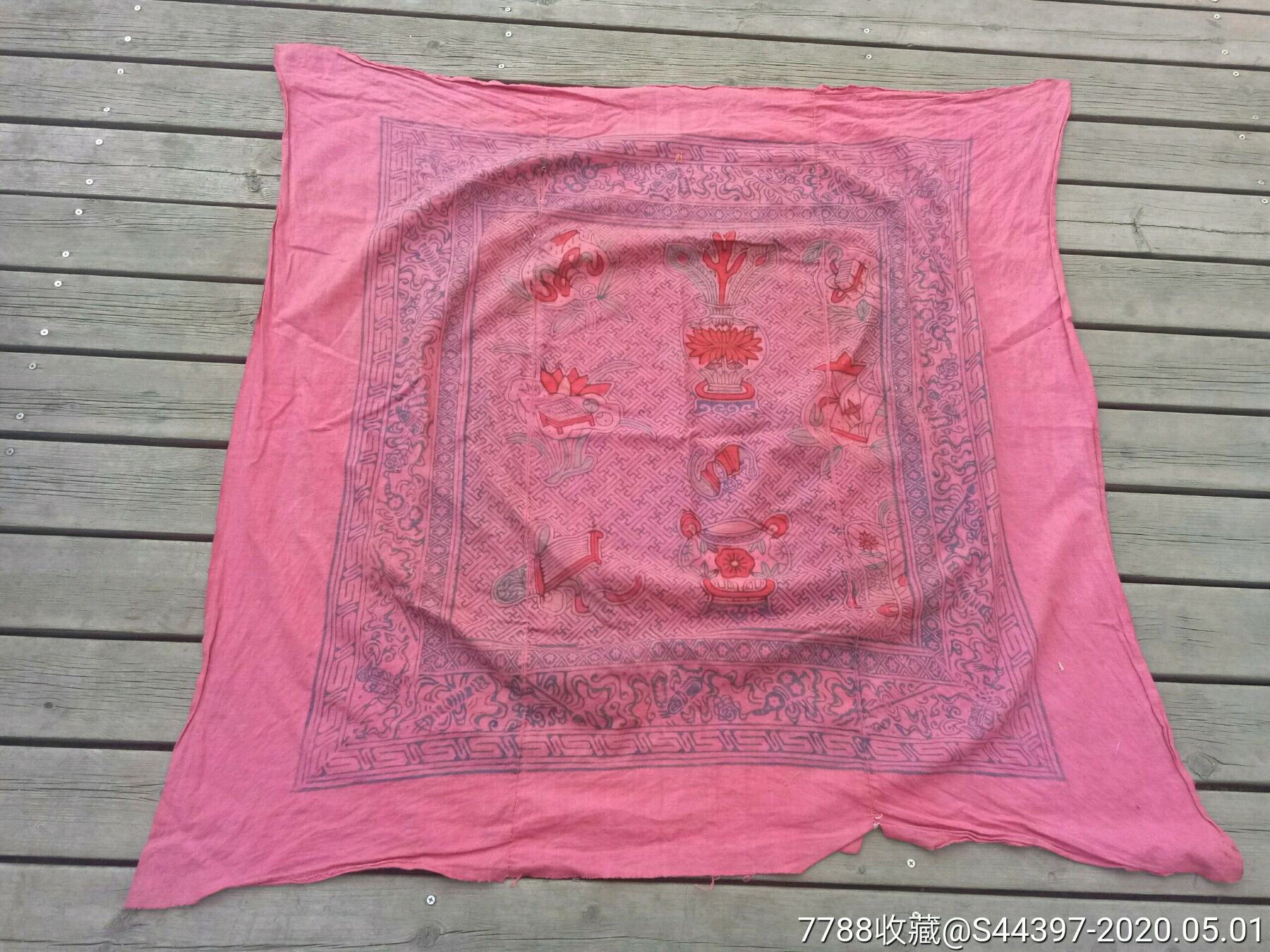 清代蜡染印花琴棋书画纹大包袱