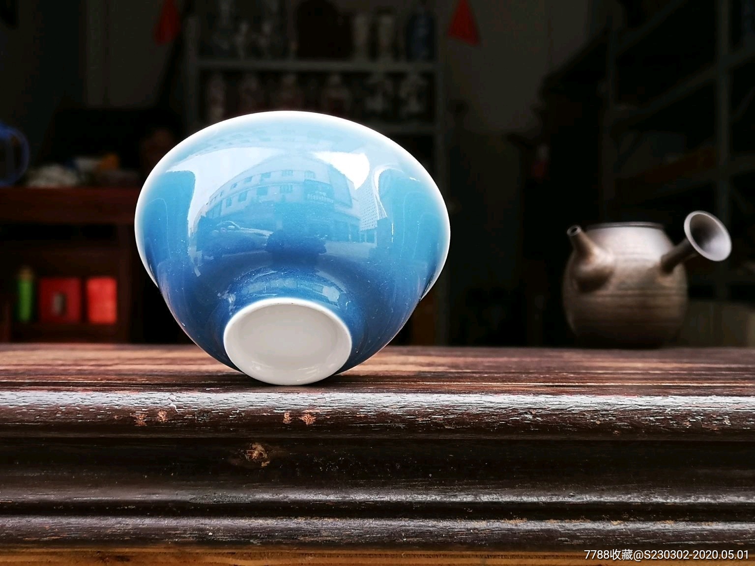 景德镇陶瓷霁蓝釉功夫茶杯单个品茗茶具纯手工大号霁蓝主人杯单杯