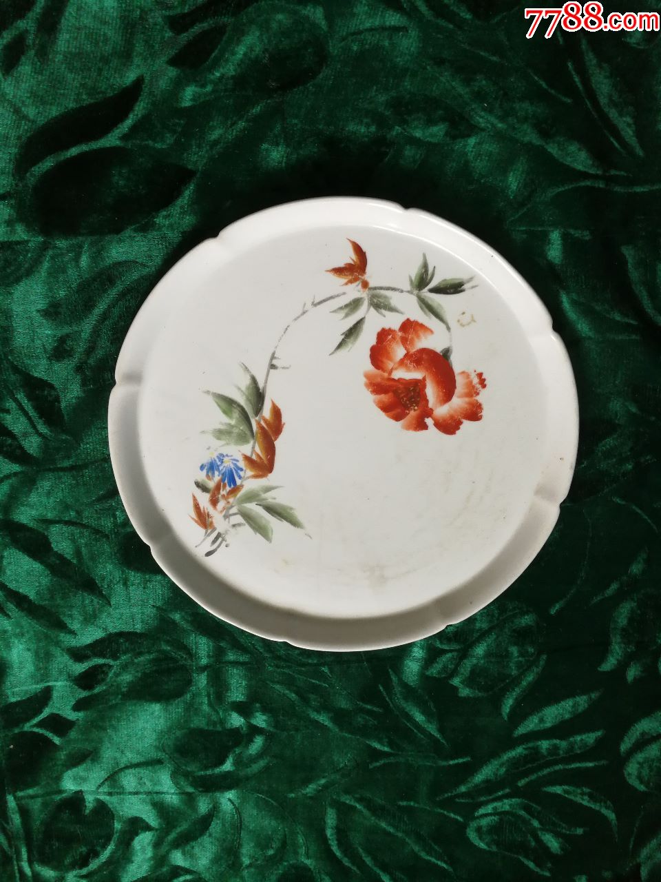 老式手绘花卉大茶盘