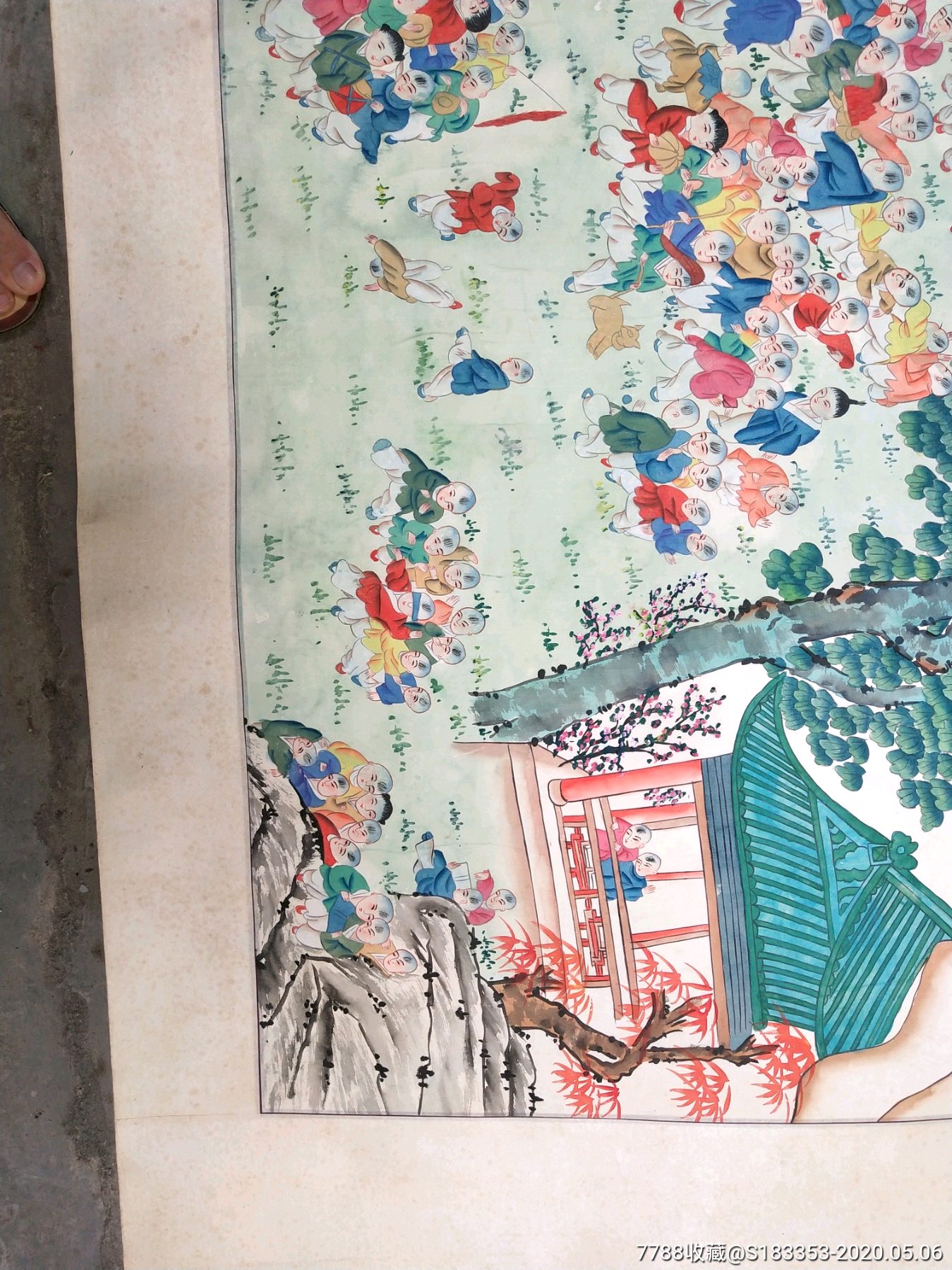 精美手绘画,百子图