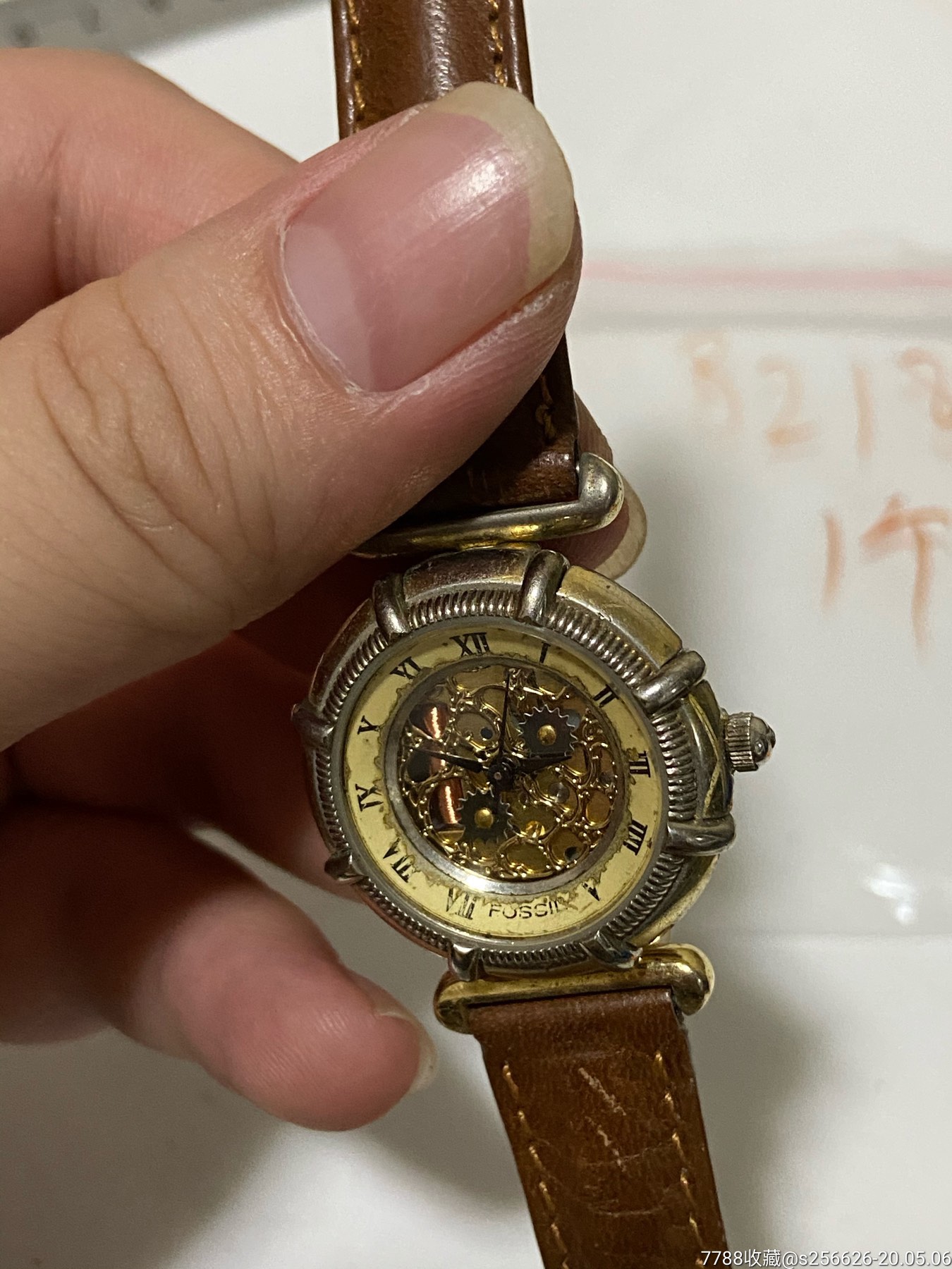 美国化石石英女表,缺后盖字面损坏,褪金,当垃圾处理_手表/腕表_第6张