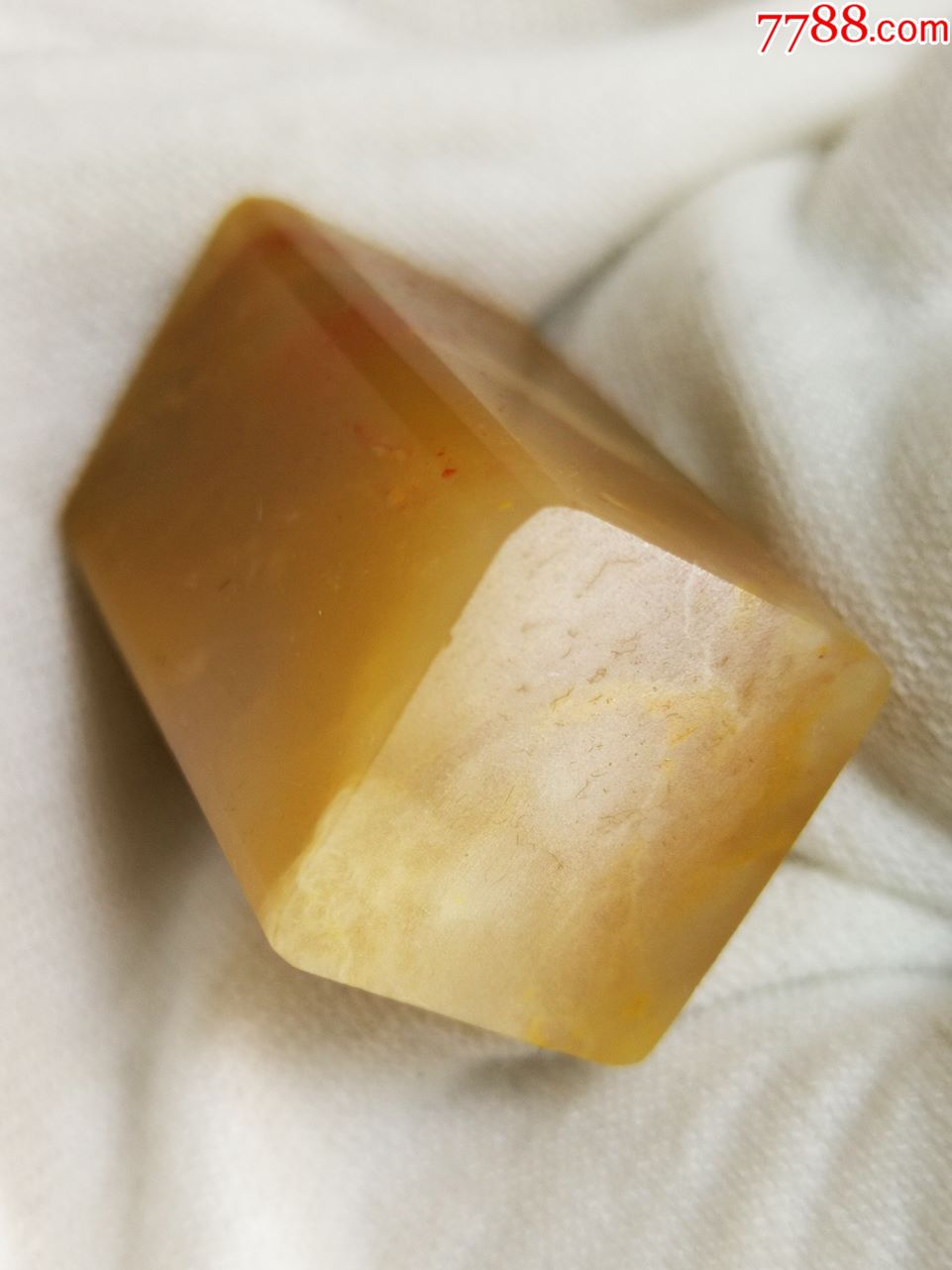 巴林鸡血石黄冻6面平印章料14.7g(色味不错!