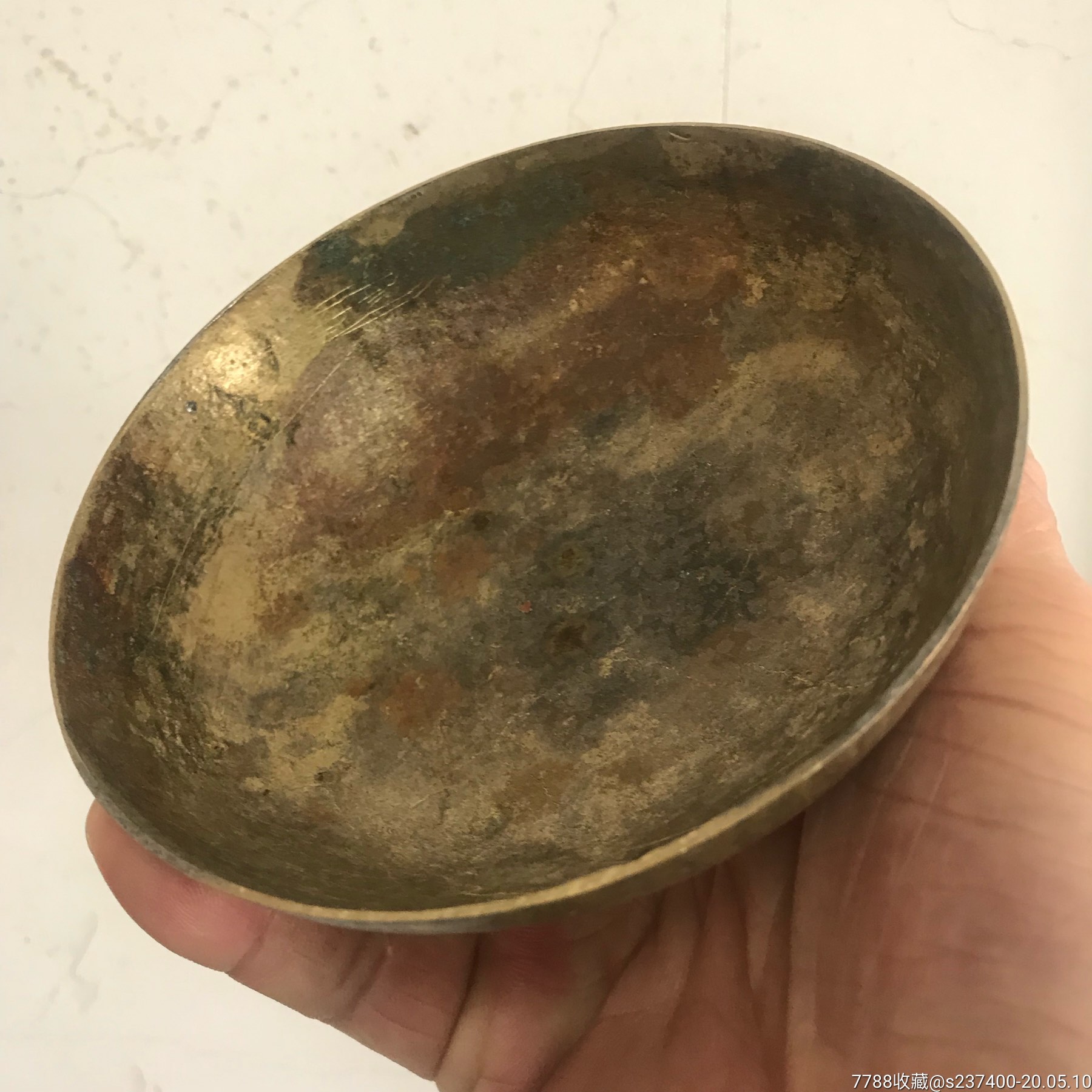 老铜碗民俗物件点油灯盛油的小铜碗品好怀旧东西作个笔舔也可保真