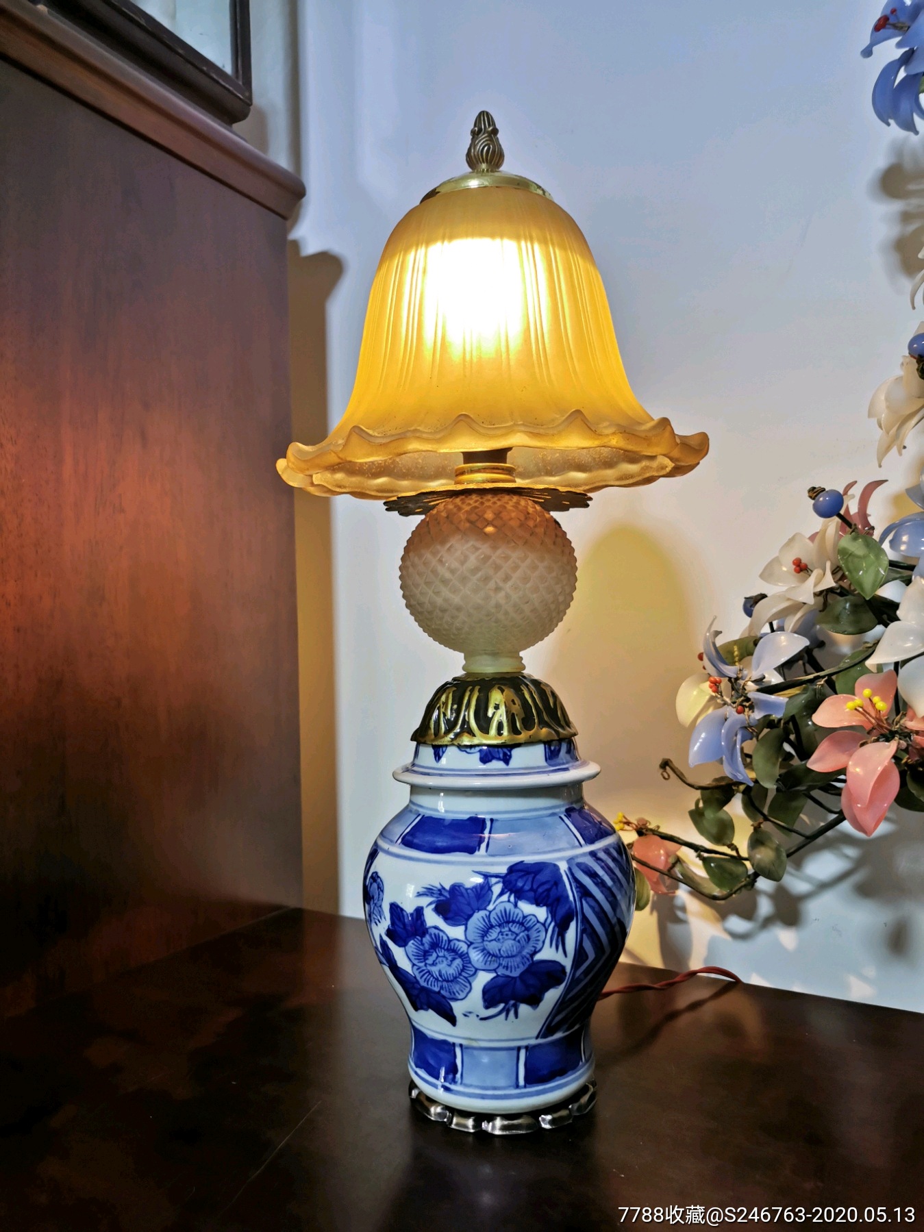 日本遗留青花瓷老台灯