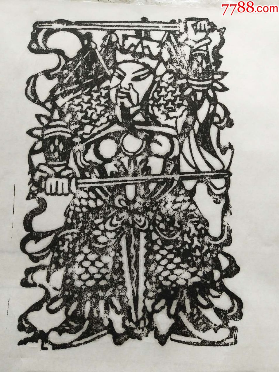 清代木刻--门神,秦琼,尉迟恭像,实物绝对到代.