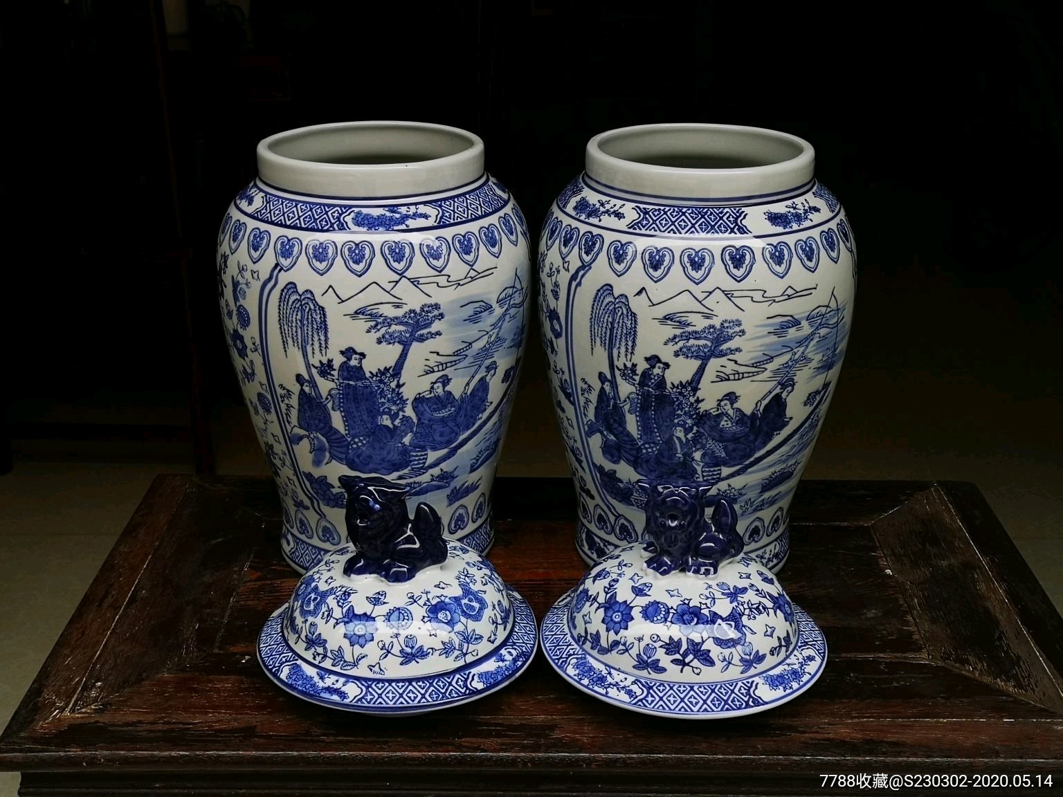 青花瓷将军罐茶叶罐景德镇陶瓷器台面花瓶花器复古工艺品_价格578元