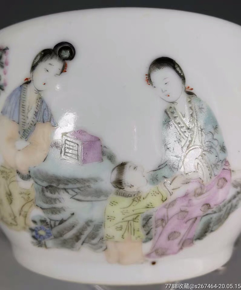 民国名家吴子明作仕女纹盖罐