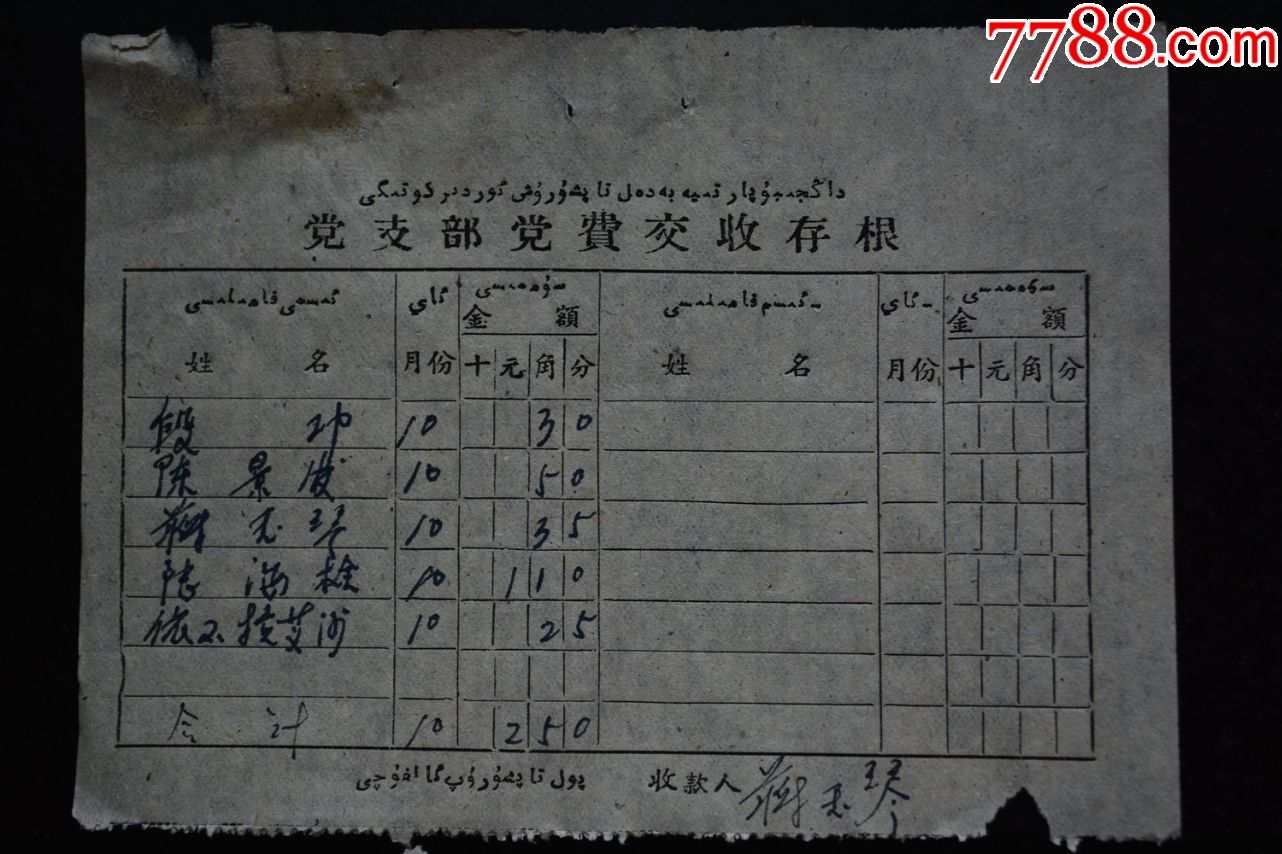 党支部党费交收存根-价格:1元-au23119212-其他单据/函/表 -加价-7788
