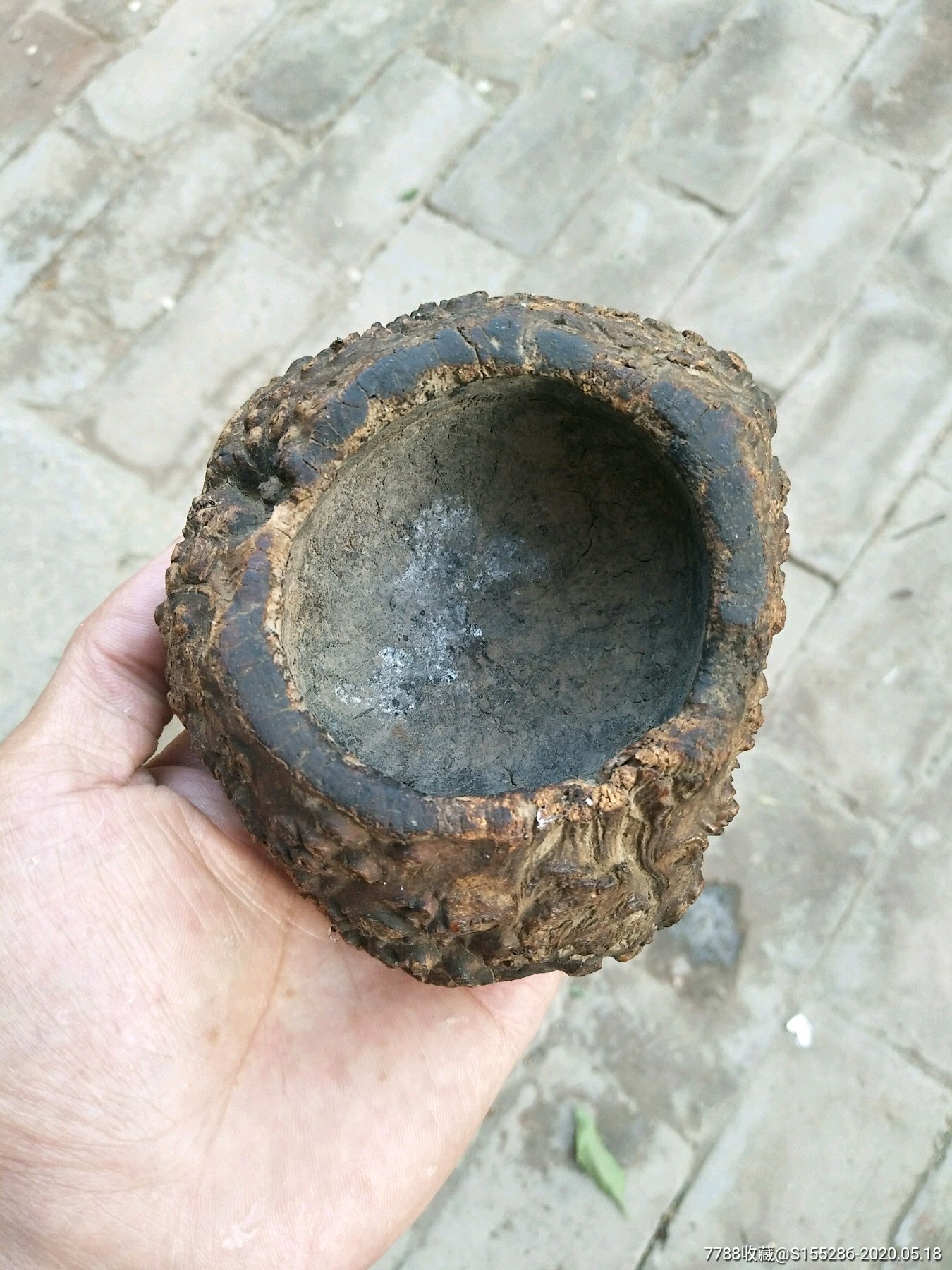 清代樱木烟灰缸,品相如图无开裂,包老包真