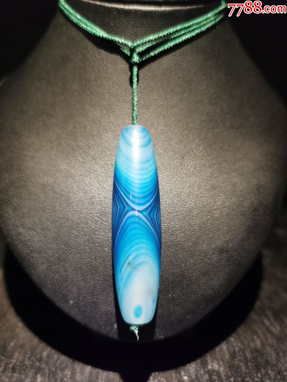 独一无二"淡泊之眼"天然天眼天珠,蓝玛瑙玉髓天珠,海洋色,正中心部位