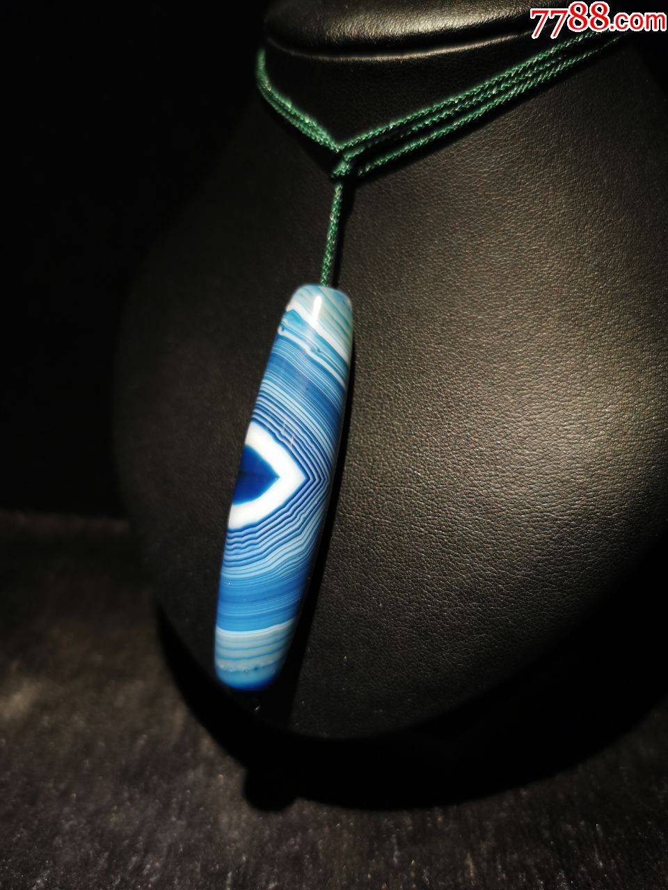 独一无二"夜色迷人"天然天眼天珠,蓝玛瑙玉髓天珠,海洋色,正中心部位