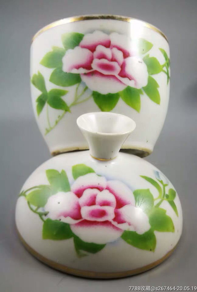 民国瓷器名家王隆泰作刷花花卉纹盖罐糖缸