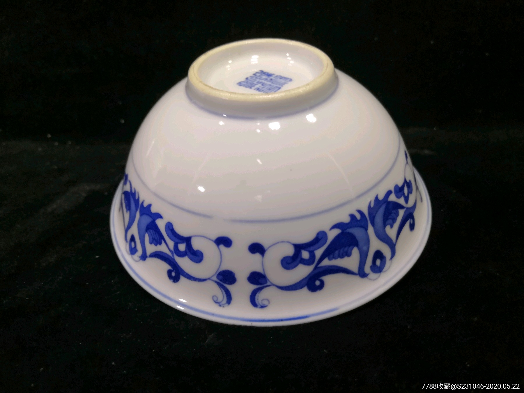 70景德镇部所高白泥高白釉手绘青花花鸟纹正德碗