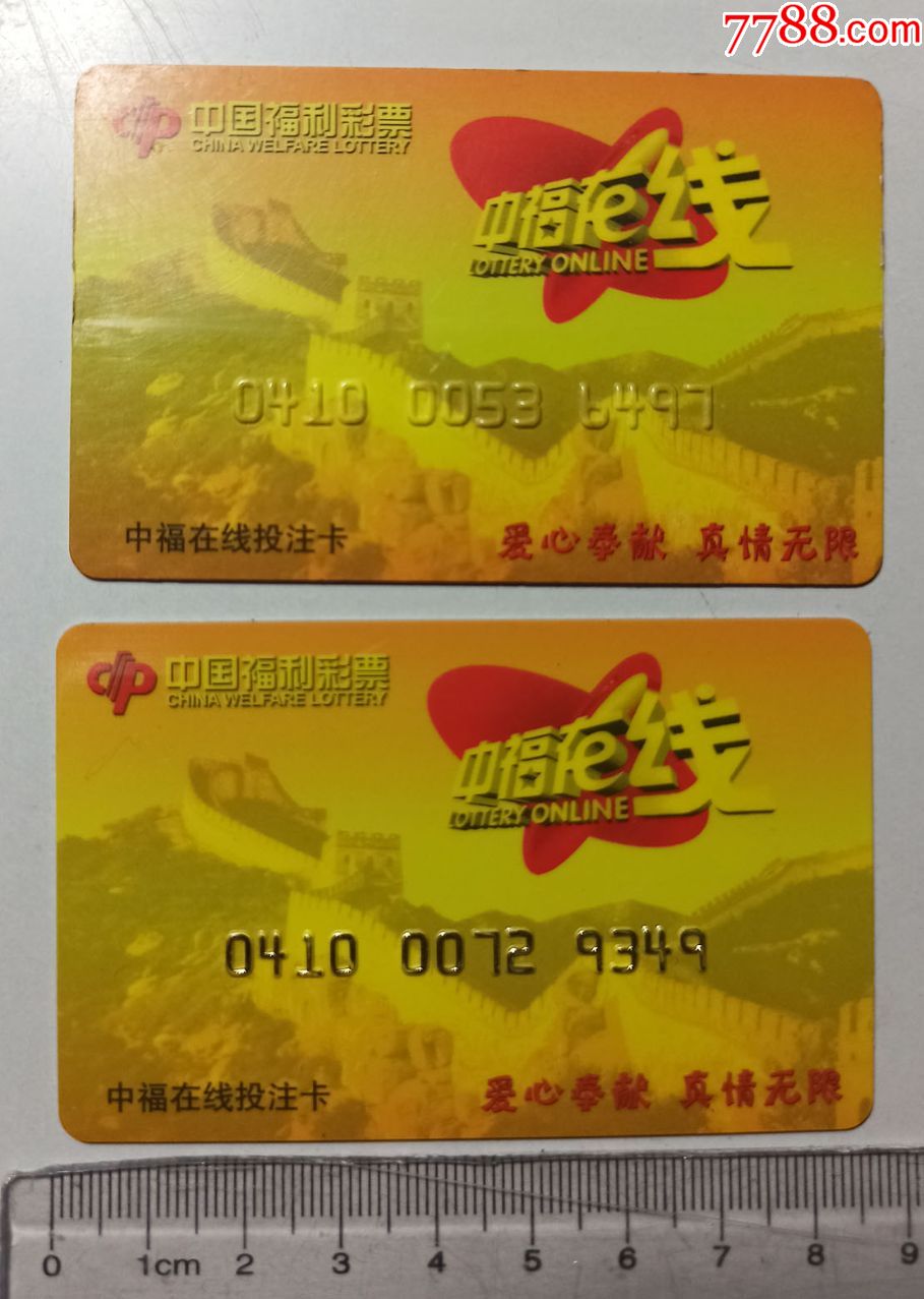 中国福利彩票～中福在线投注卡两张