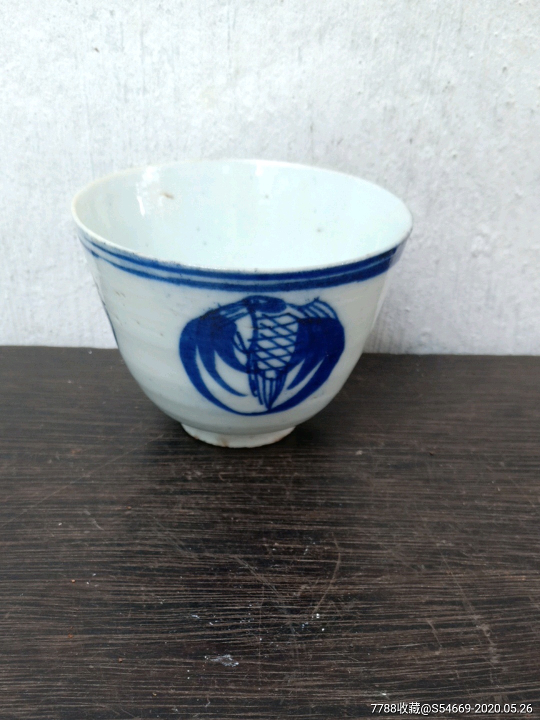 清代鹤纹青花茶杯