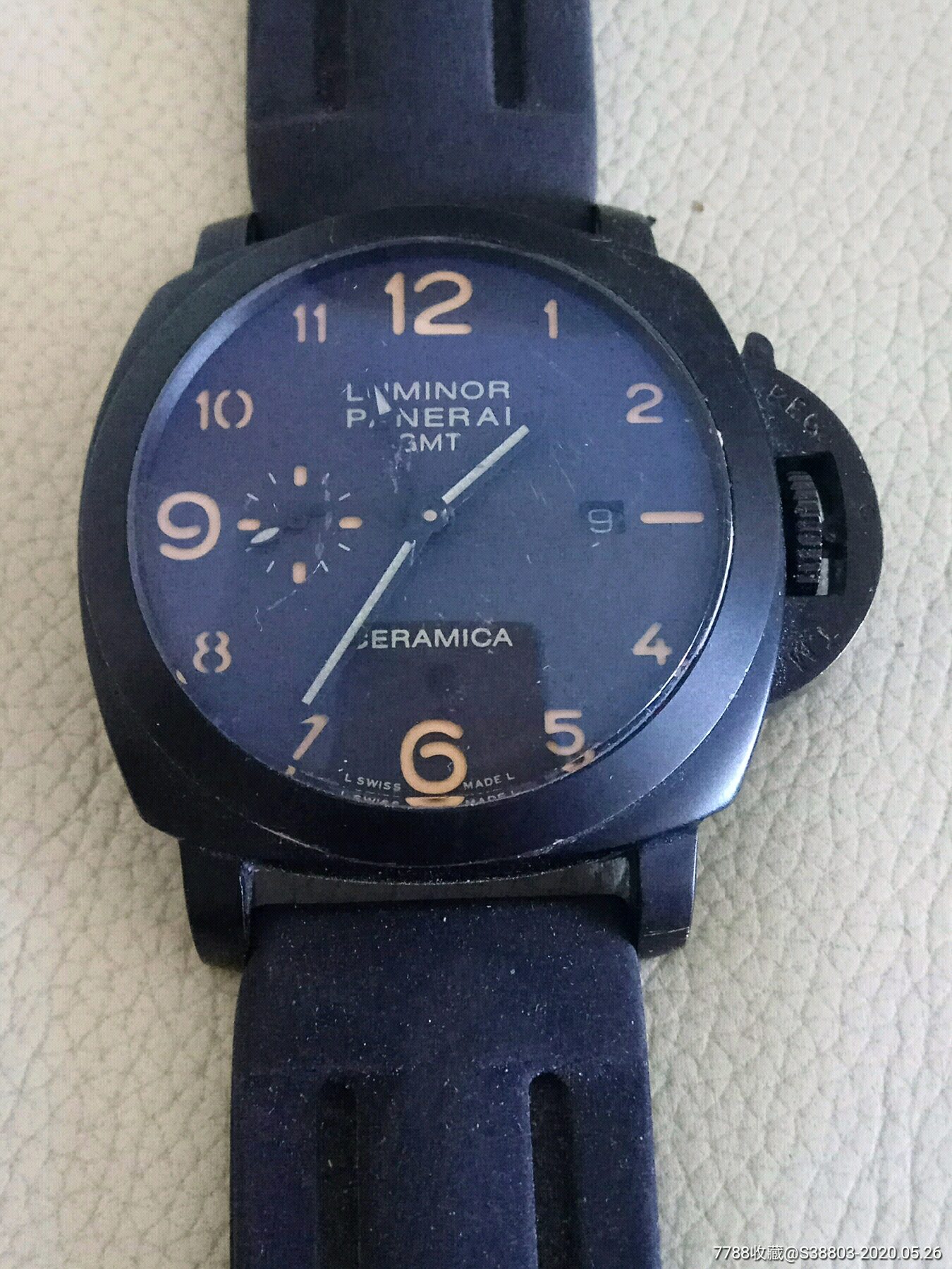 沛纳海牌双时区4针机械自动手表