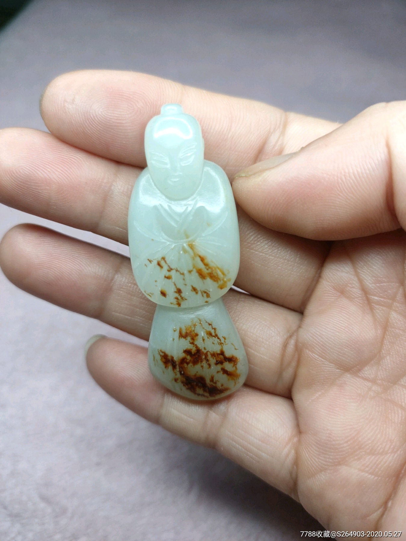 老店旧藏和田红皮籽玉翁仲