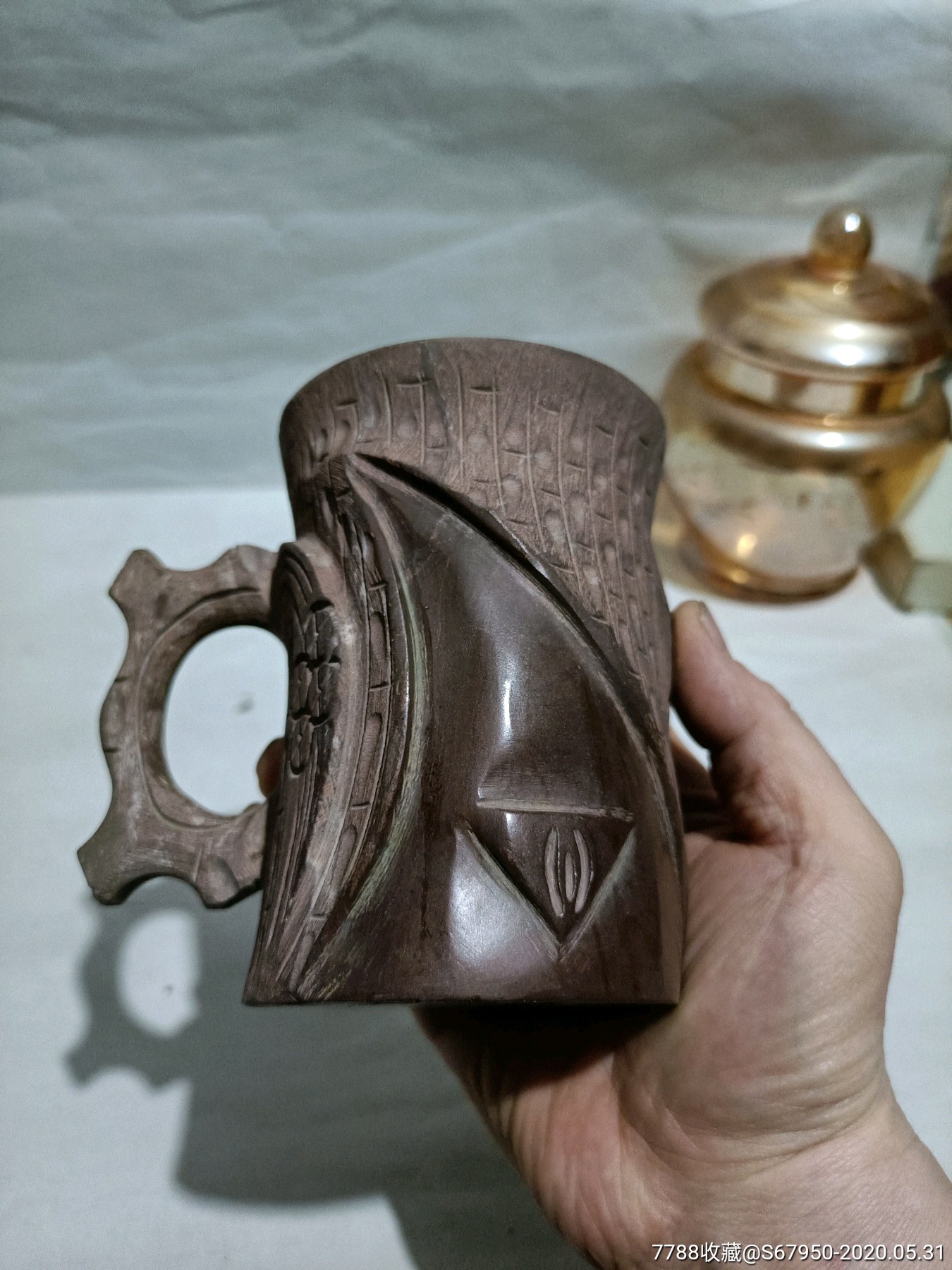 木鱼石养生茶杯.