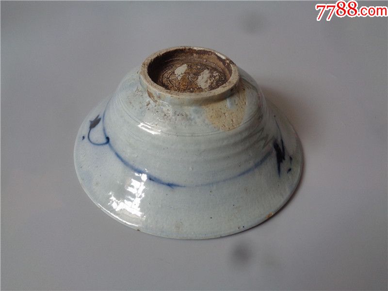 清代博山窑烧制的青花斗笠碗