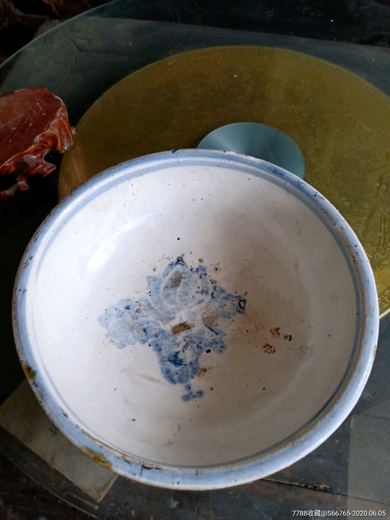 怀旧老黄釉青花盆_黄釉瓷_燕的古玩店【7788收藏__收藏热线】