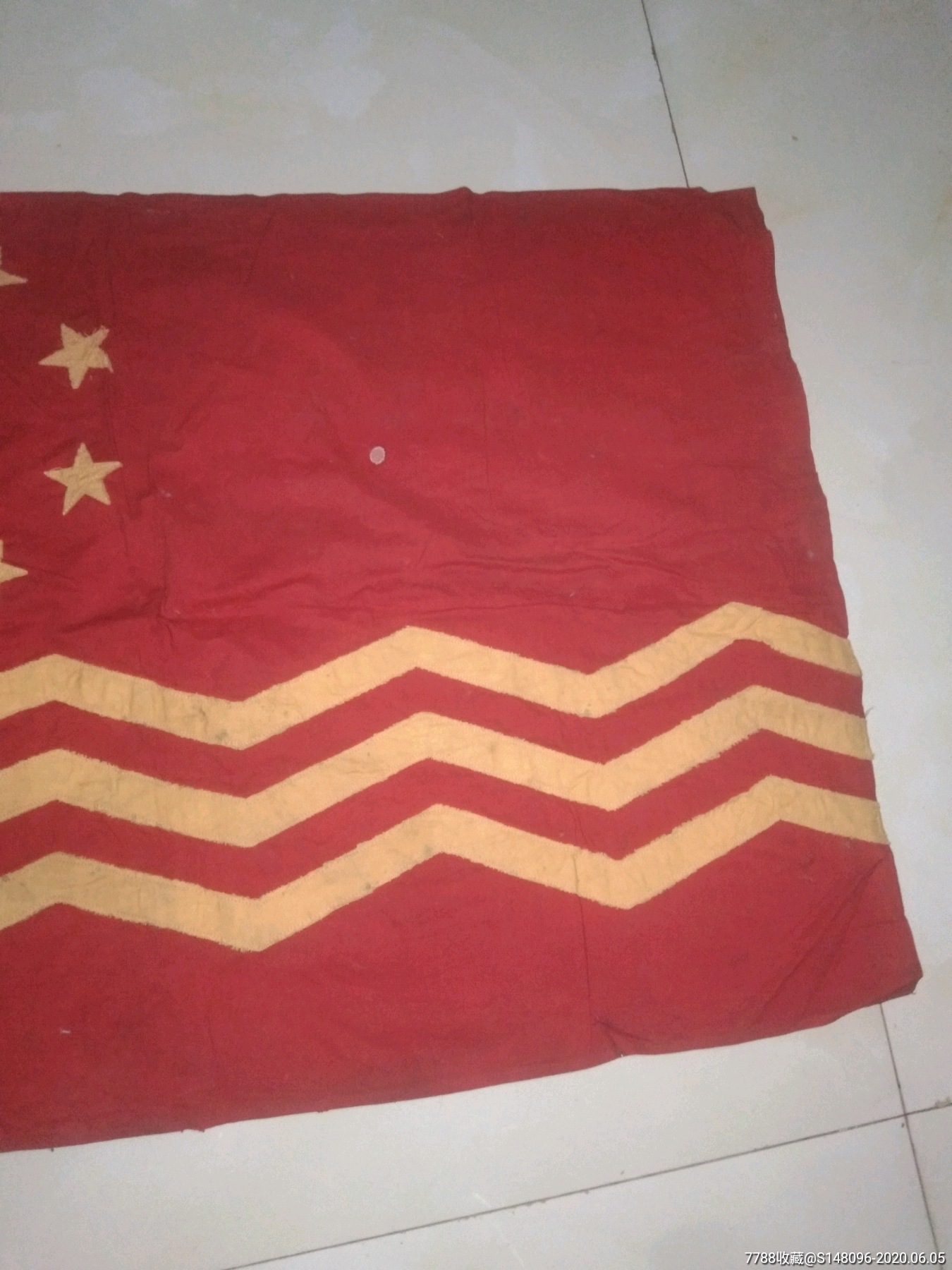 全网首见解放前后手工缝制稀少图案国旗,双面工艺