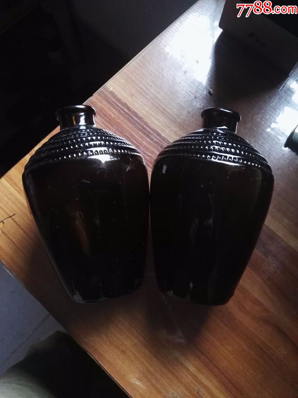 茶色玻璃瓶一对-酒瓶--au23307647-在线拍卖-远古收藏屋