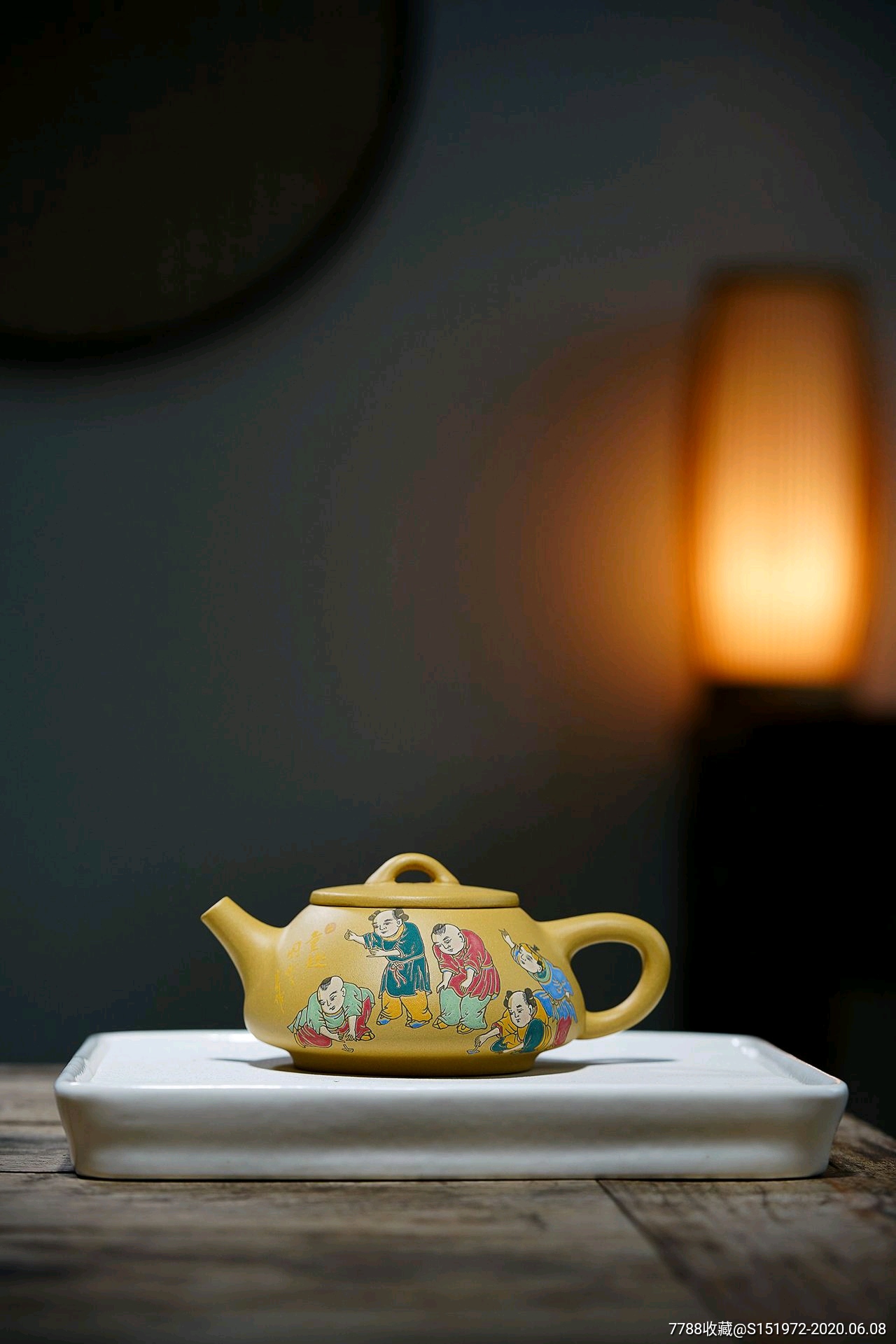 宜兴原矿黄金段泥石瓢彩绘紫砂壶