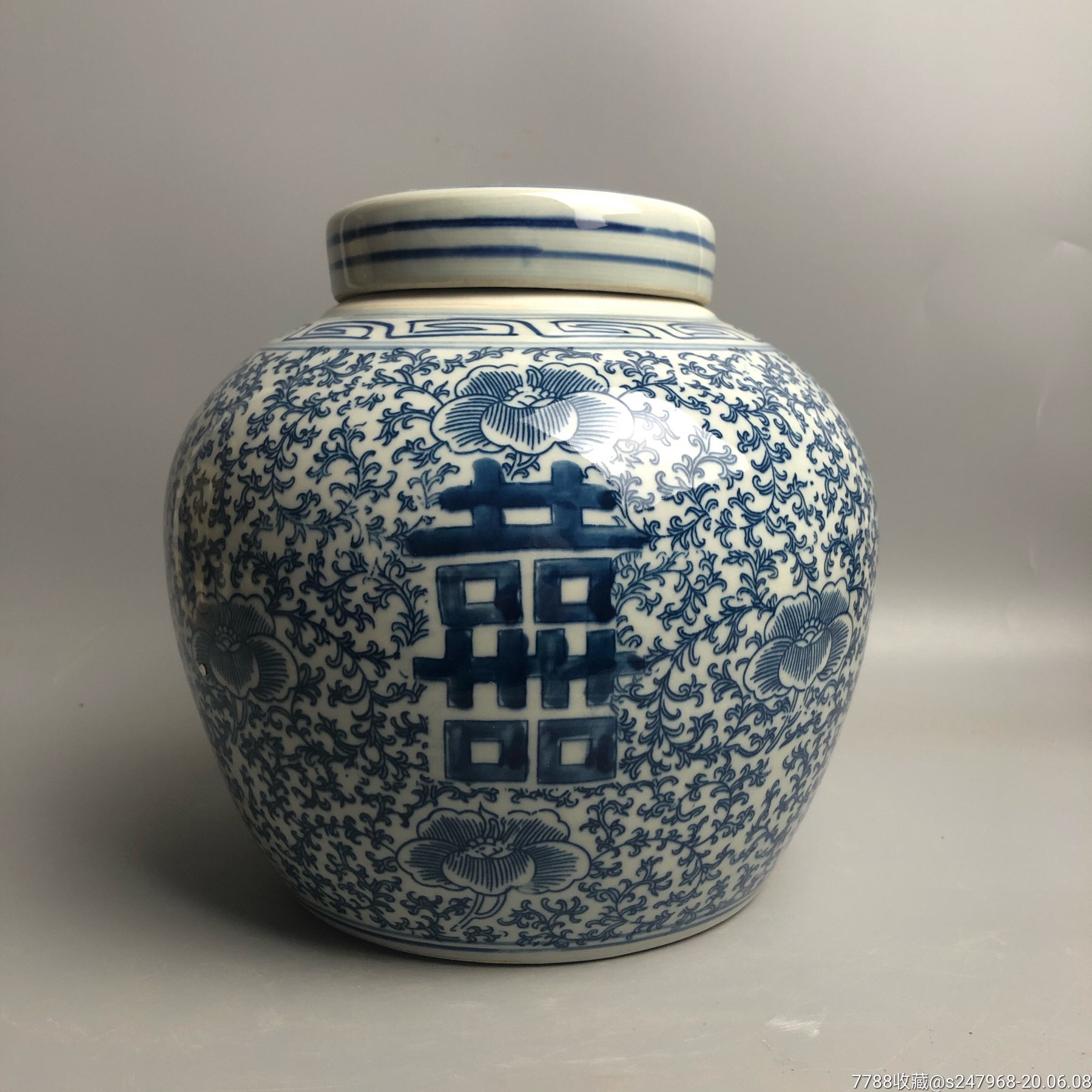 青花喜字罐-青花瓷-7788旧货商城