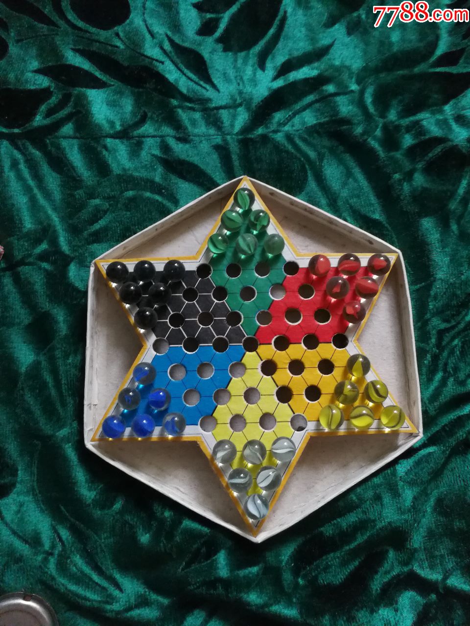 怀旧老式玻璃弹珠跳棋