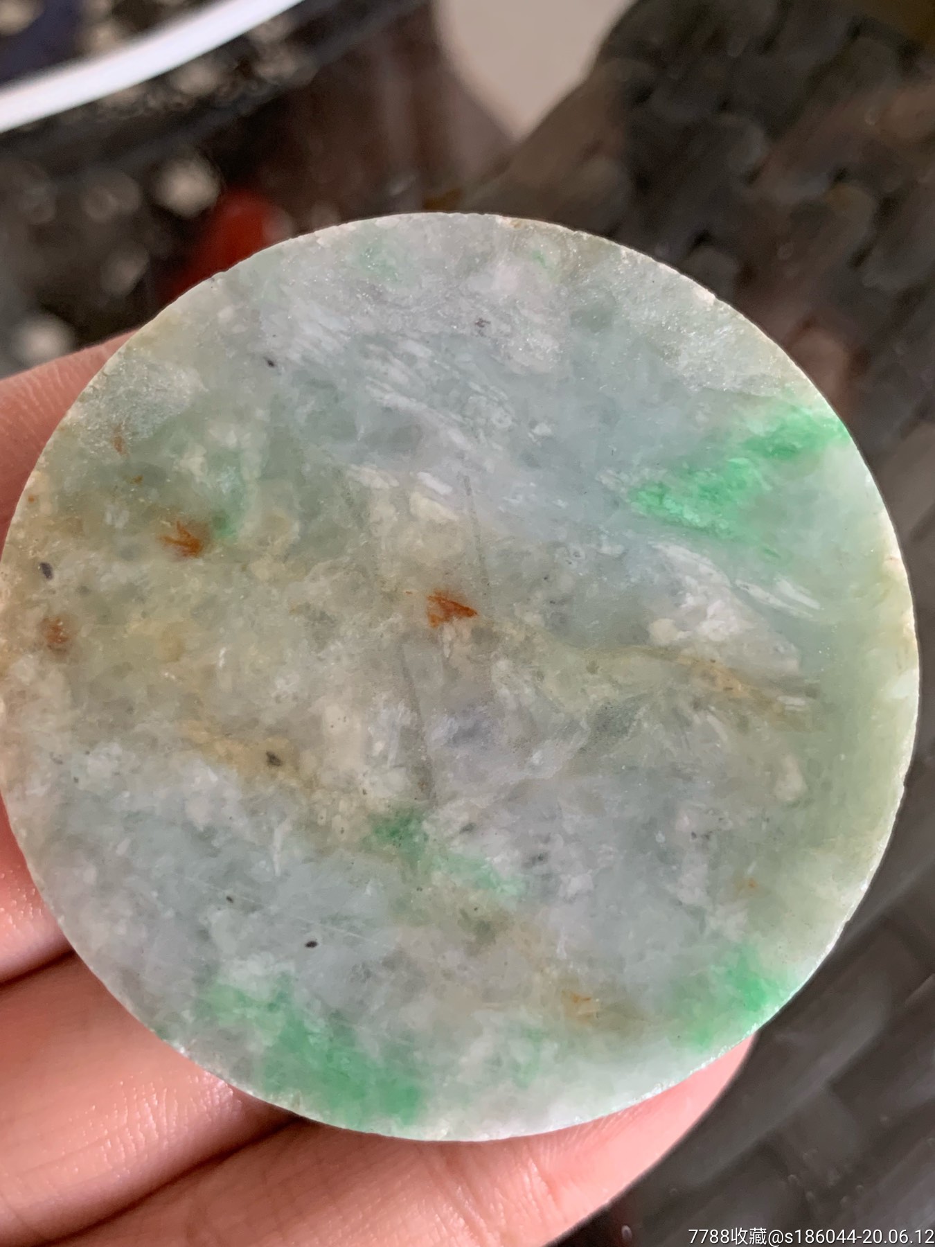 天然翡翠飘绿手镯芯三个打包拍卖