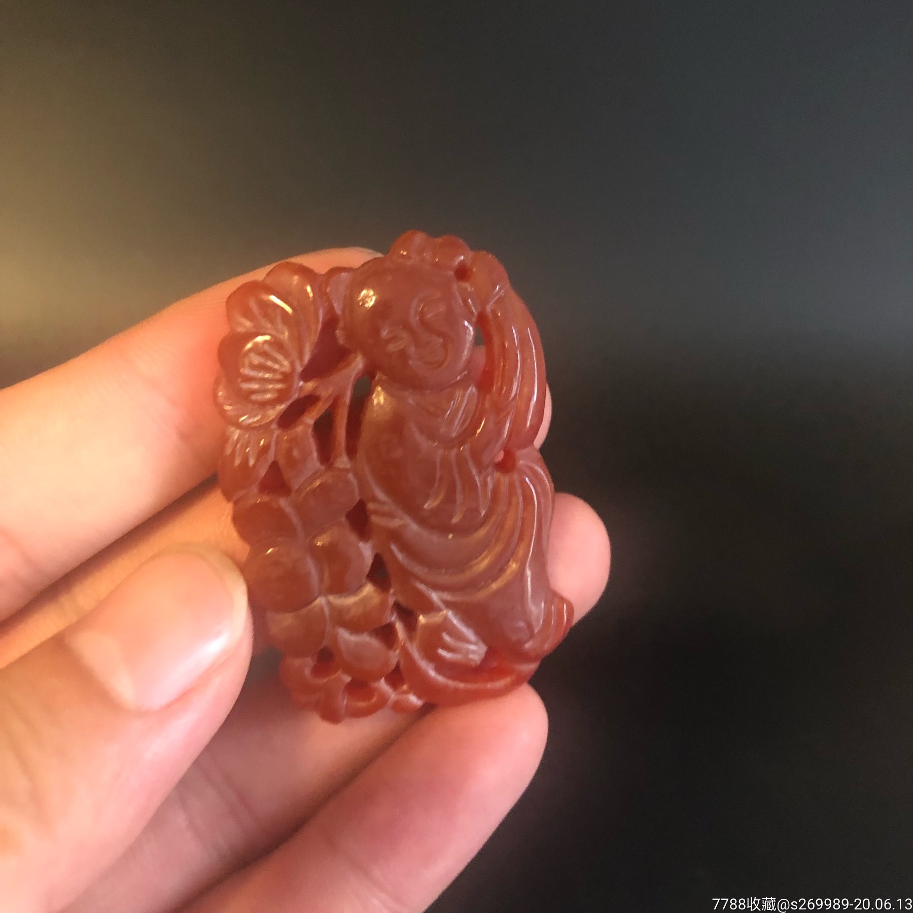 红玛瑙雕刻童子挂件_玛瑙_品种图片_收藏价格_7788核雕收藏