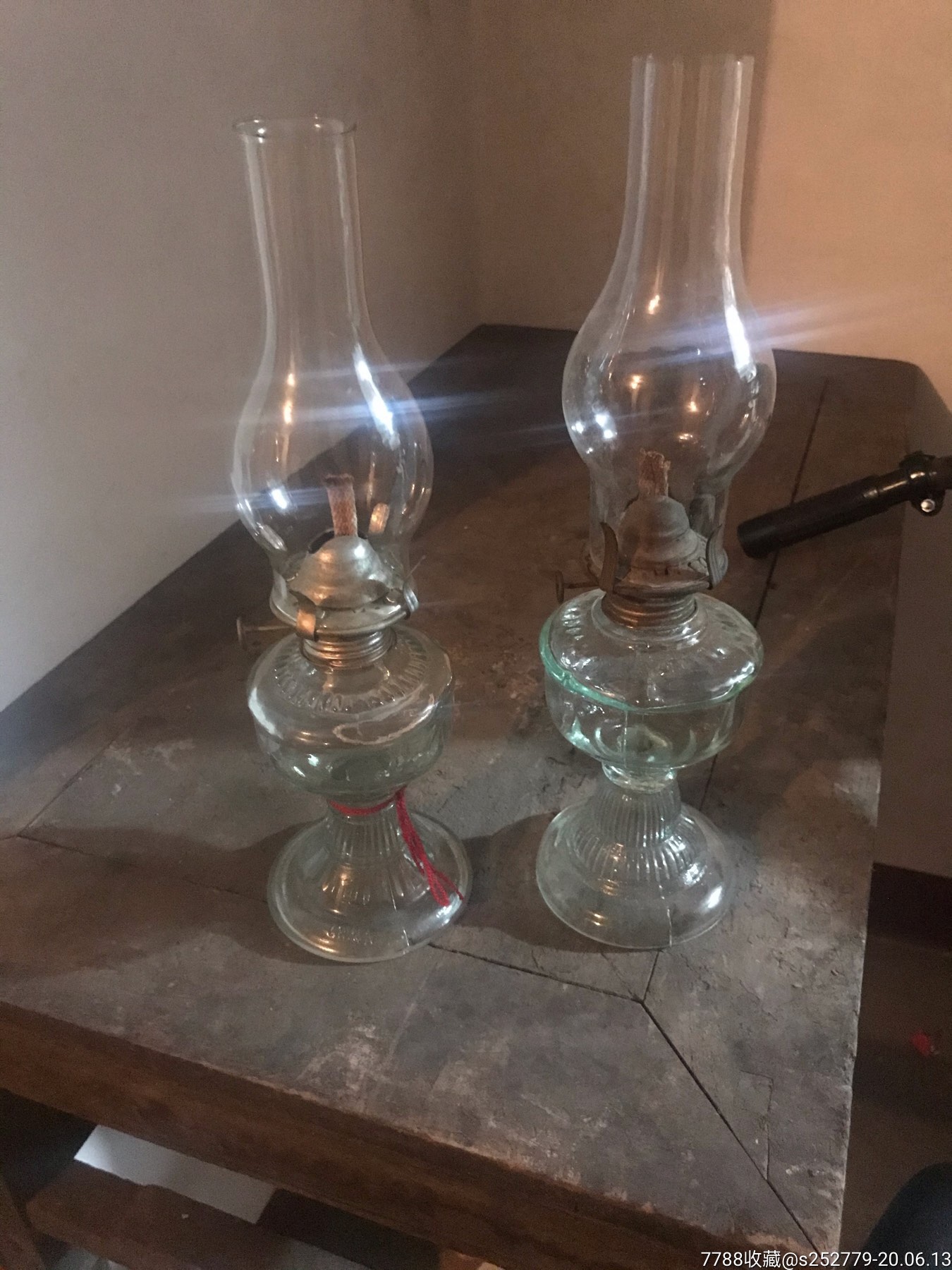 清代民国老煤油灯老琉璃灯品相完好摆件佳品