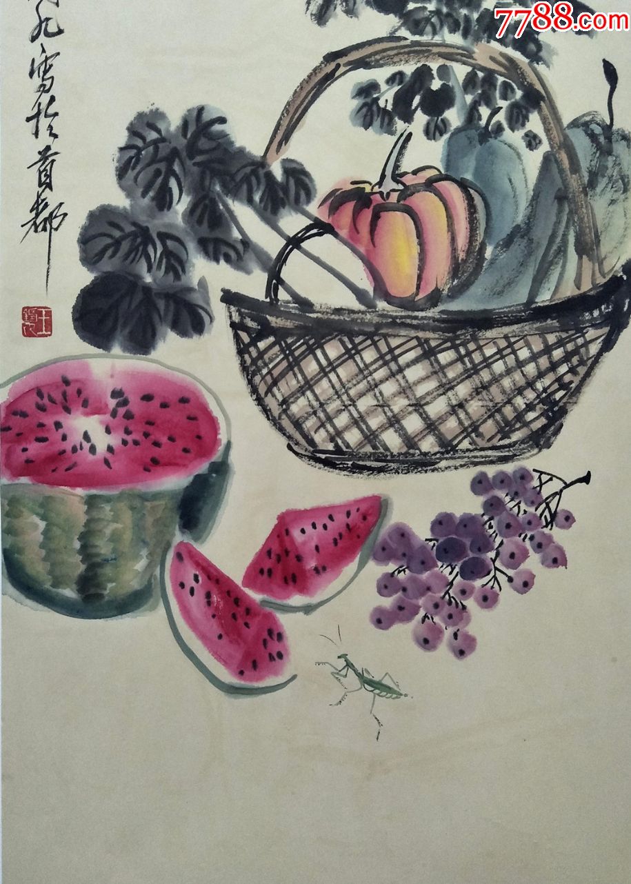 中国美术家协会会员,北京中国画研究会会员【王铸九】蔬果图_花鸟国画