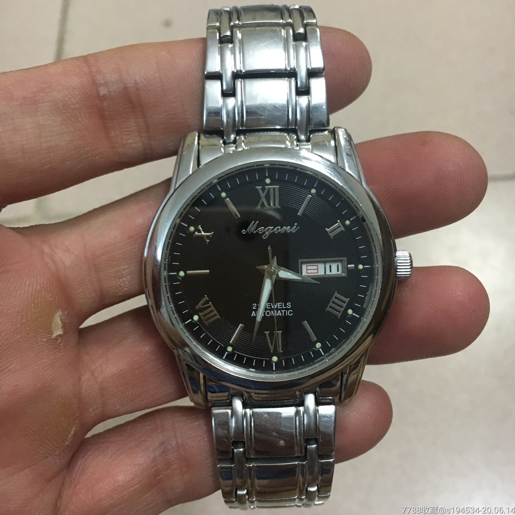 梅冠21钻金色机心自动表