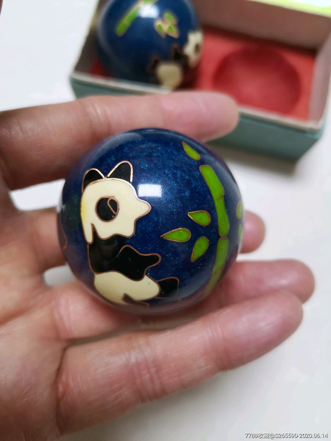 六七十年代景泰蓝健身球一对