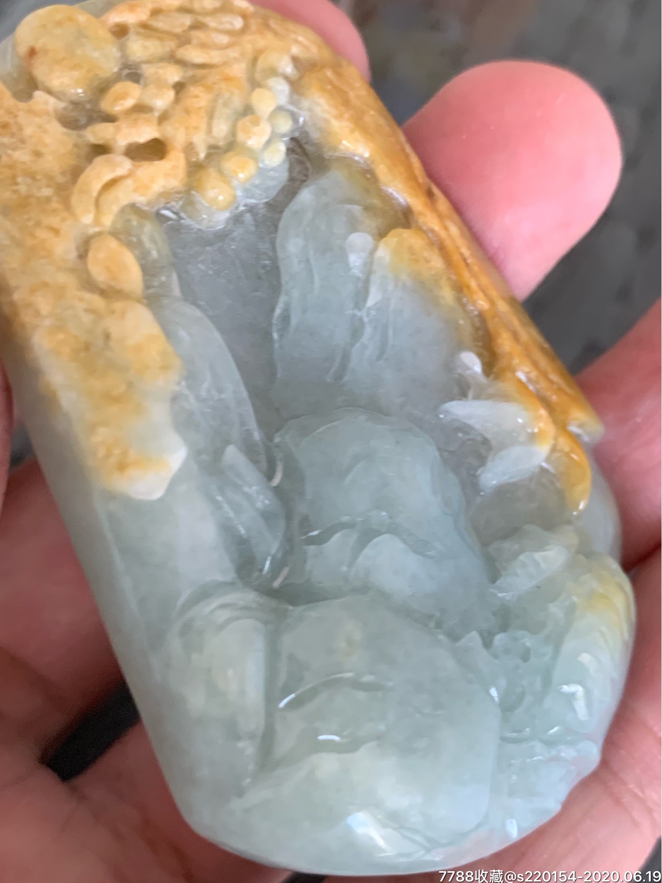 天然翡翠黄翡糯冰种山水