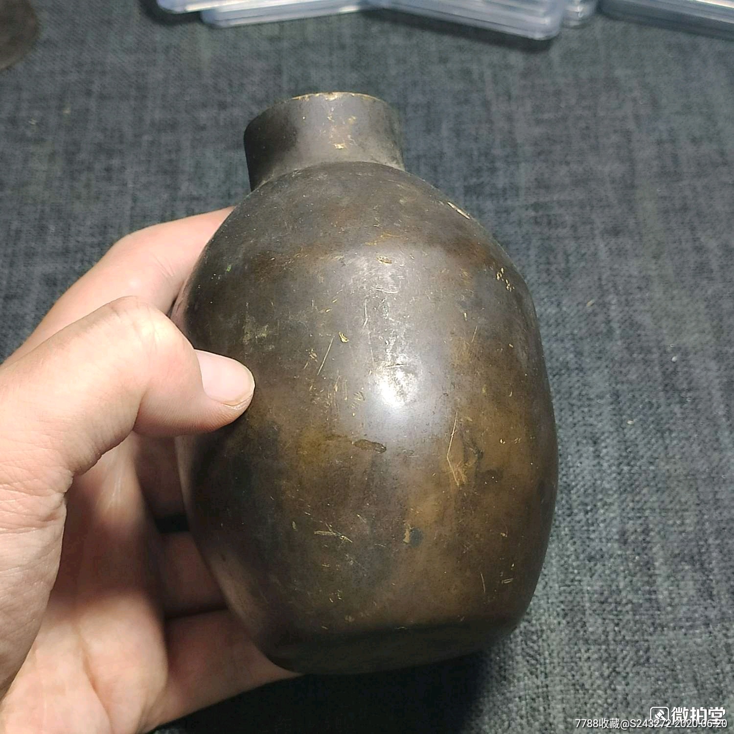 民国厚重老铜罐,高112mm,465克多年收藏便宜卖