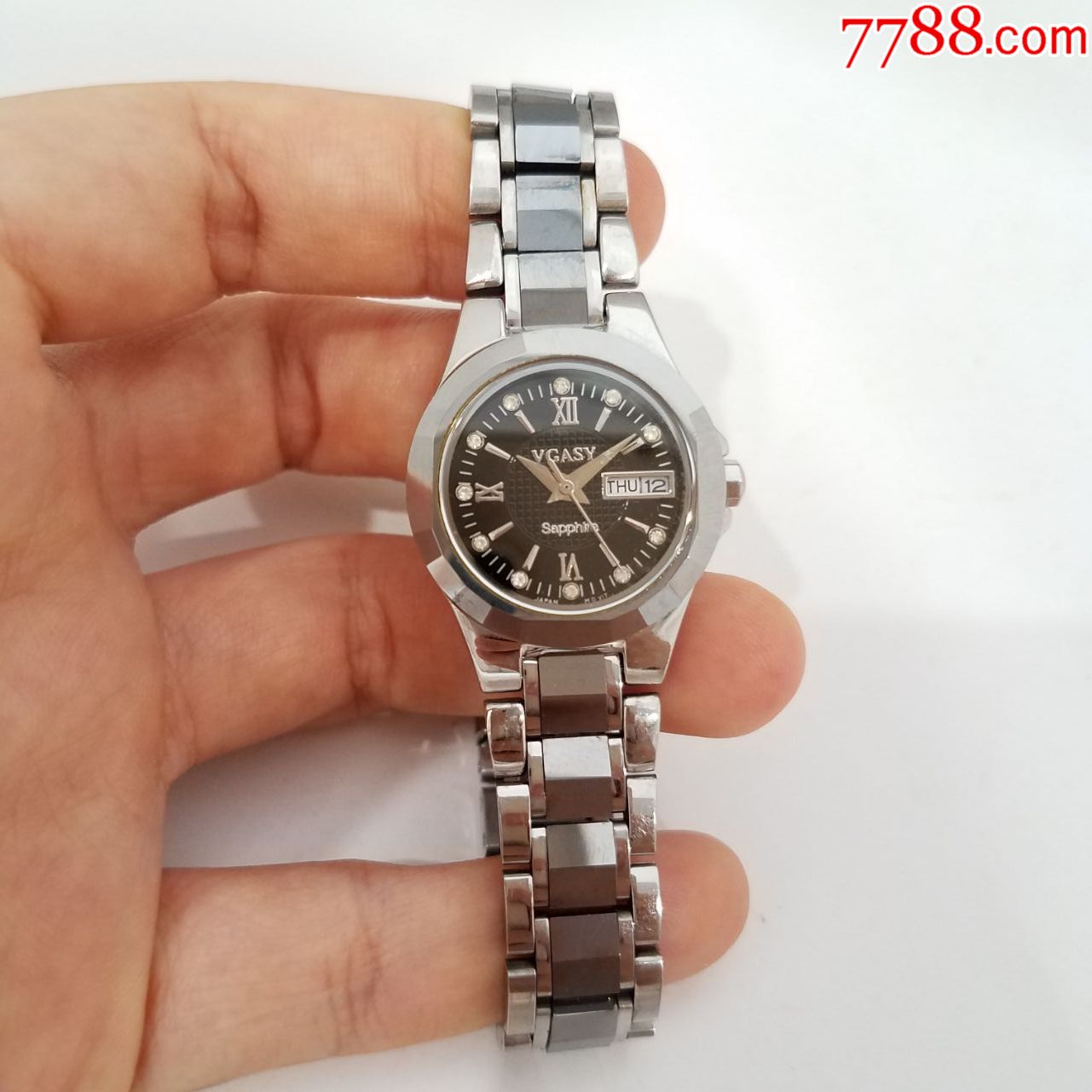 vgasy电子女表【独特多切割面钨钢材质表圈,表带】【闪钻刻度】_手表